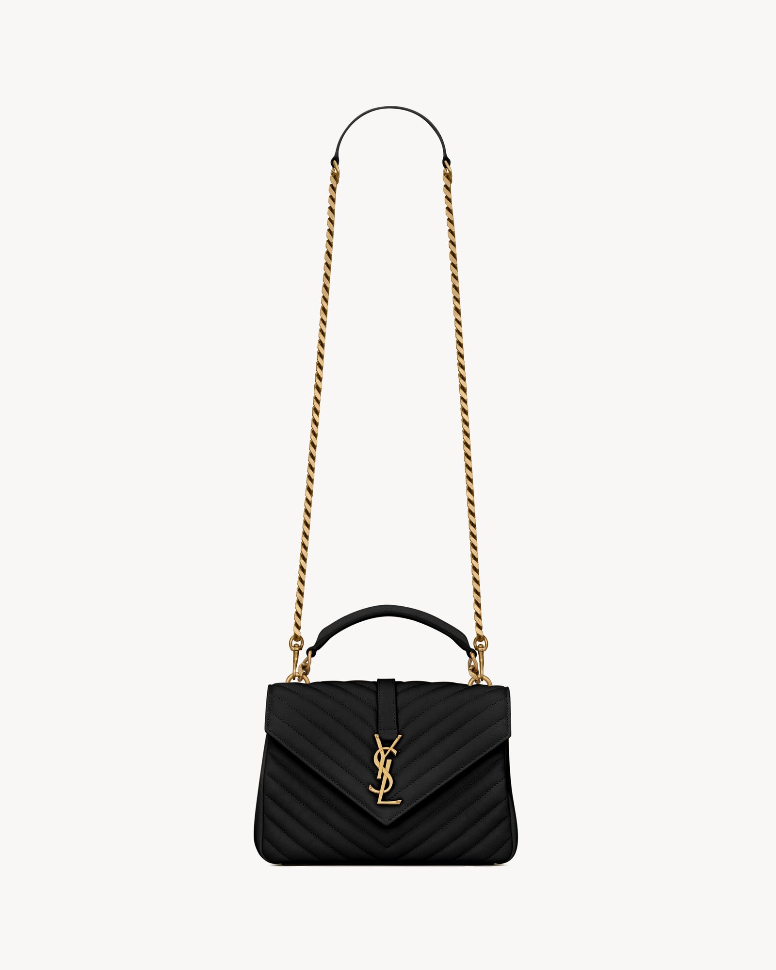 college medium in quilted leather BLACK
