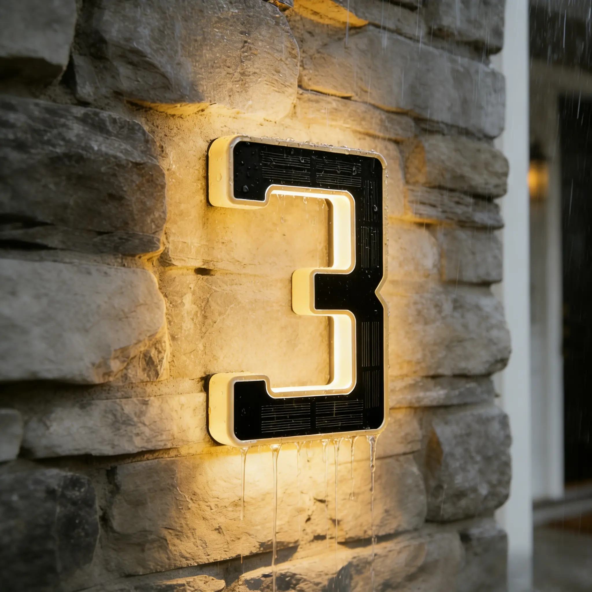 9 Inch Solar Lighted House Numbers for Outside, Light Up Waterproof LED Address Numbers Signs for Houses, Large Personalized Illuminated Exterior Modern House Numbers Light