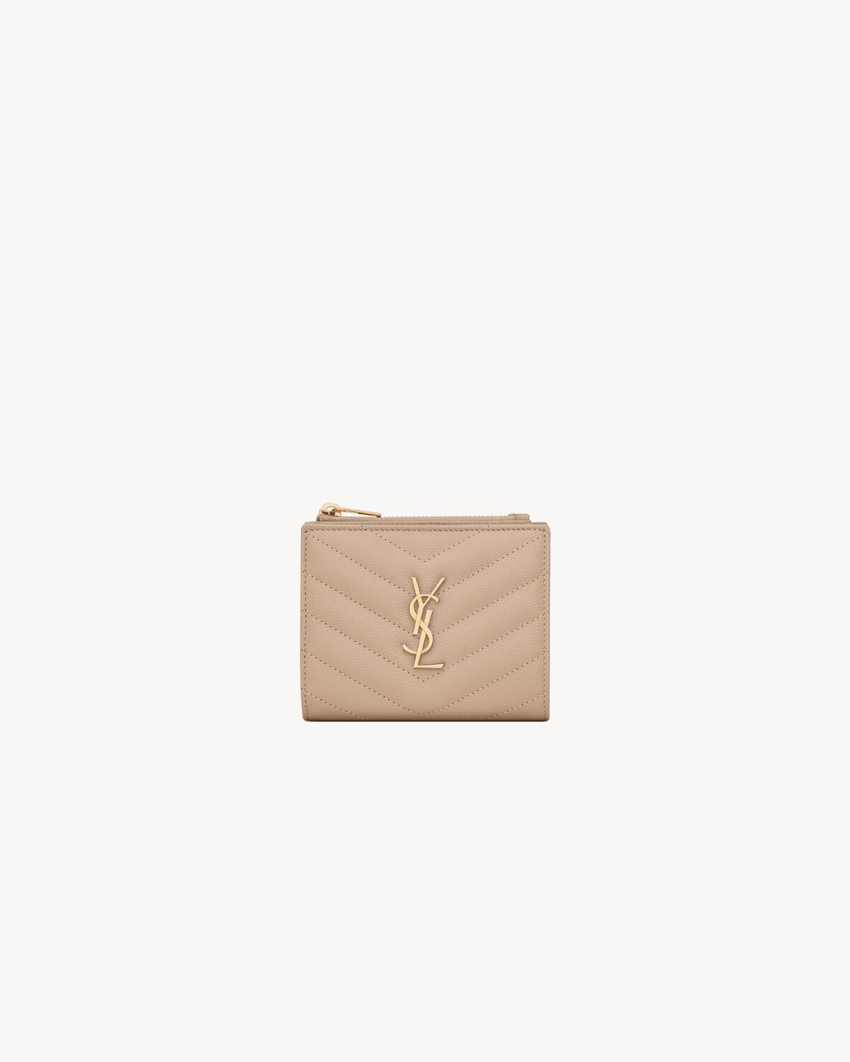 cassandre matelassé bi-fold wallet in grain de poudre leather DARK BEIGE