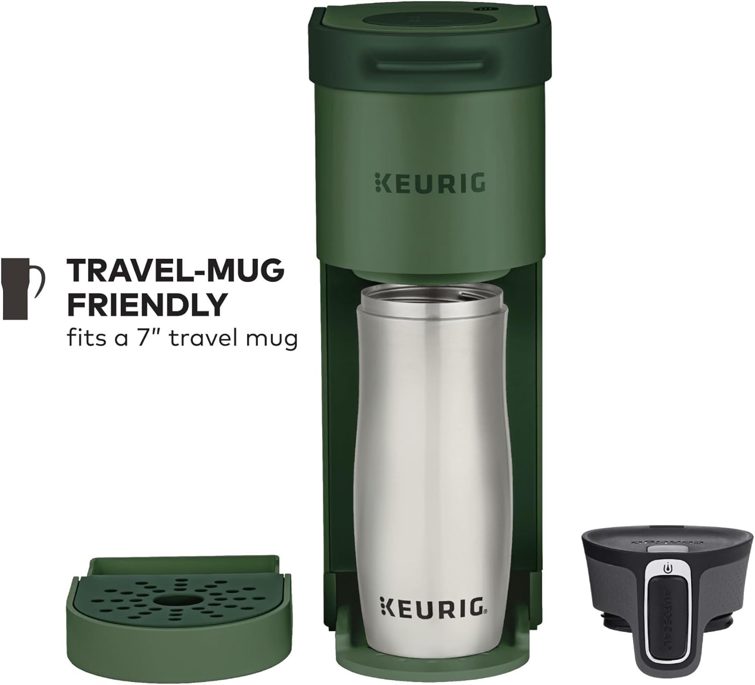 Coffee maker, brews 6 to 12 ounces, with cord storage, perfect for small spaces Green
