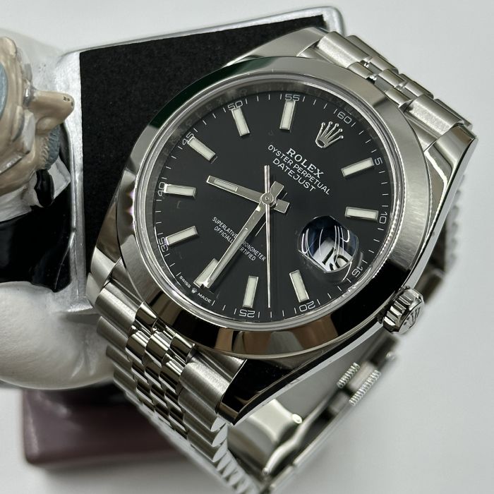 Rolex Datejust 41 Steel & White Gold Black Index Jubilee Band Men's Watch M126334-0018