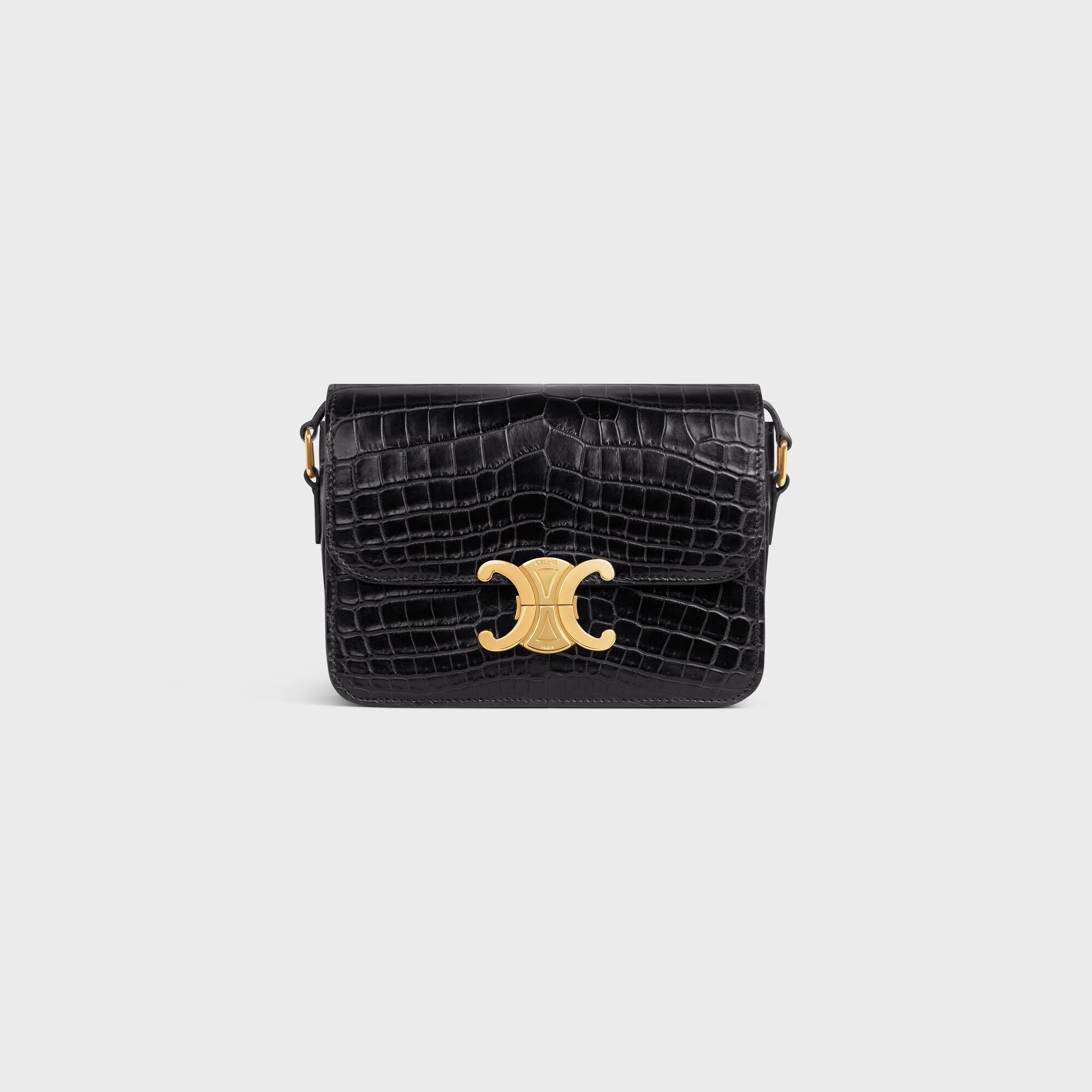 Teen Triomphe Bag in Crocodile Black