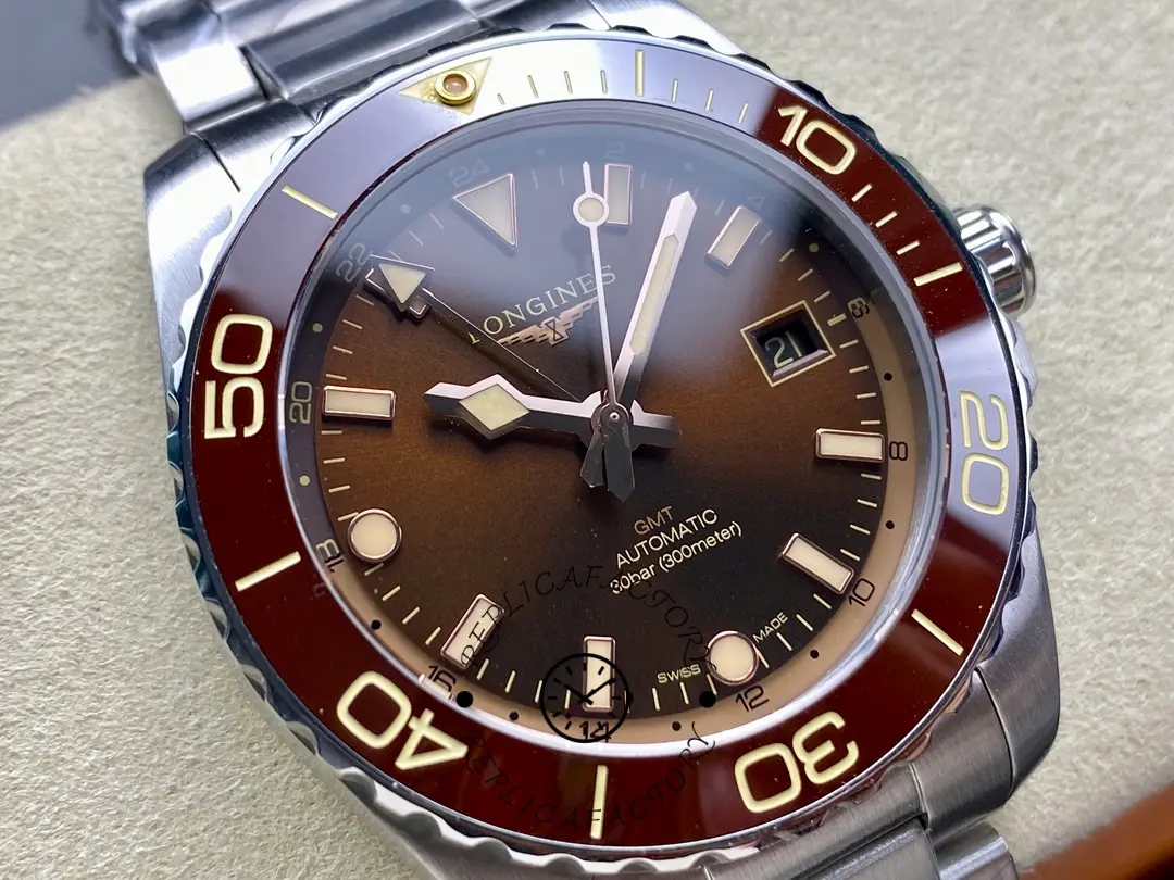 Longines 1:1 Clone HydroConquest GMT 41 Automatic L3.790.4.66.6 Brown Dial