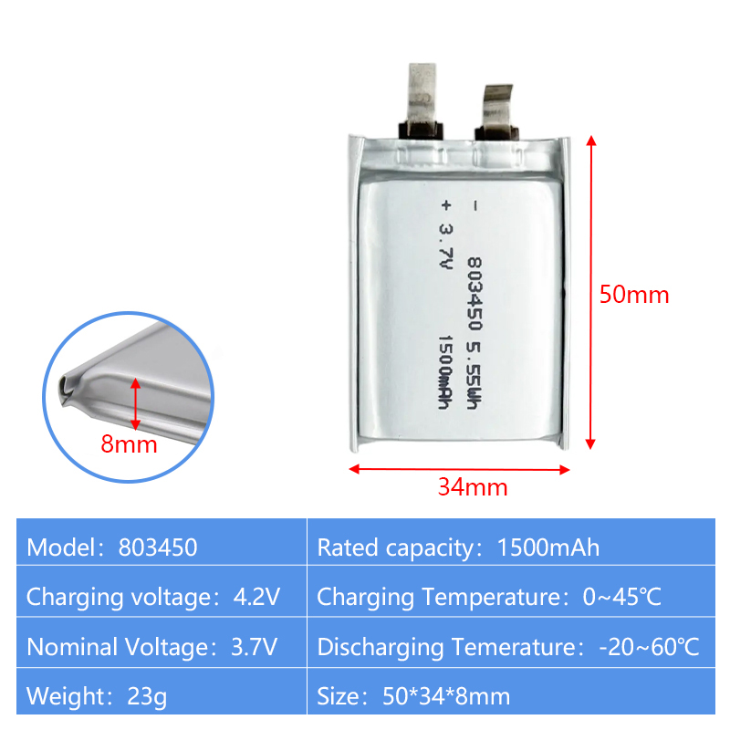 Pouch Lithium Ion Batteries 803030 803035 3.7v 700mAh 800mAh