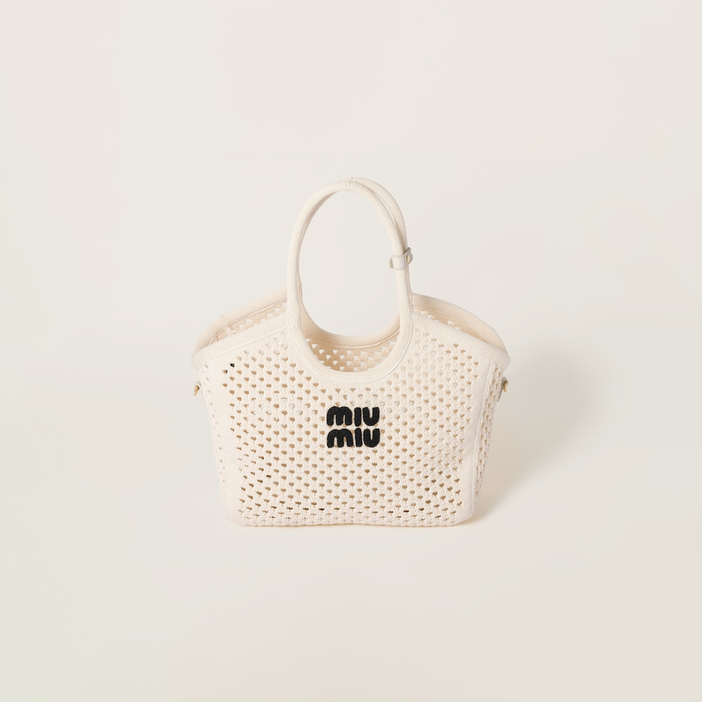 IVY cotton mesh tote bag Chalk White/Black