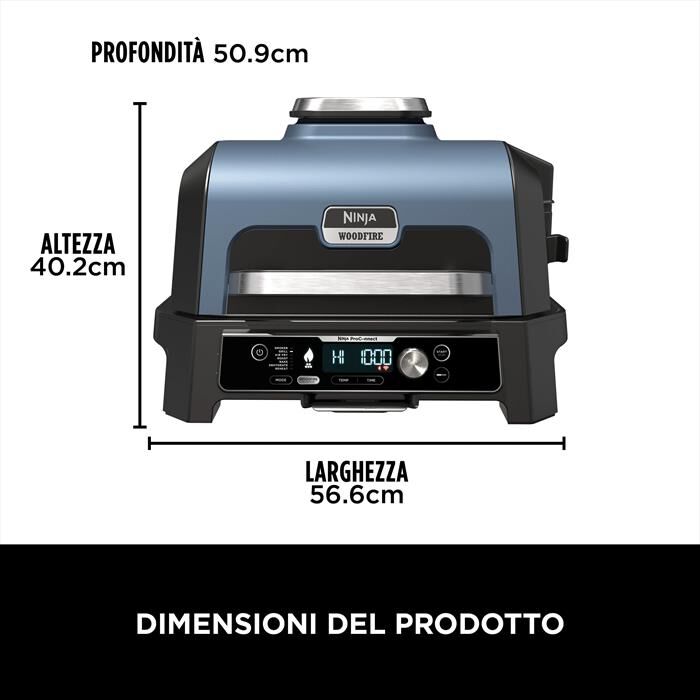 NINJA - Barbecue elettrico Woodfire Pro Connect XL OG901EU-Blu