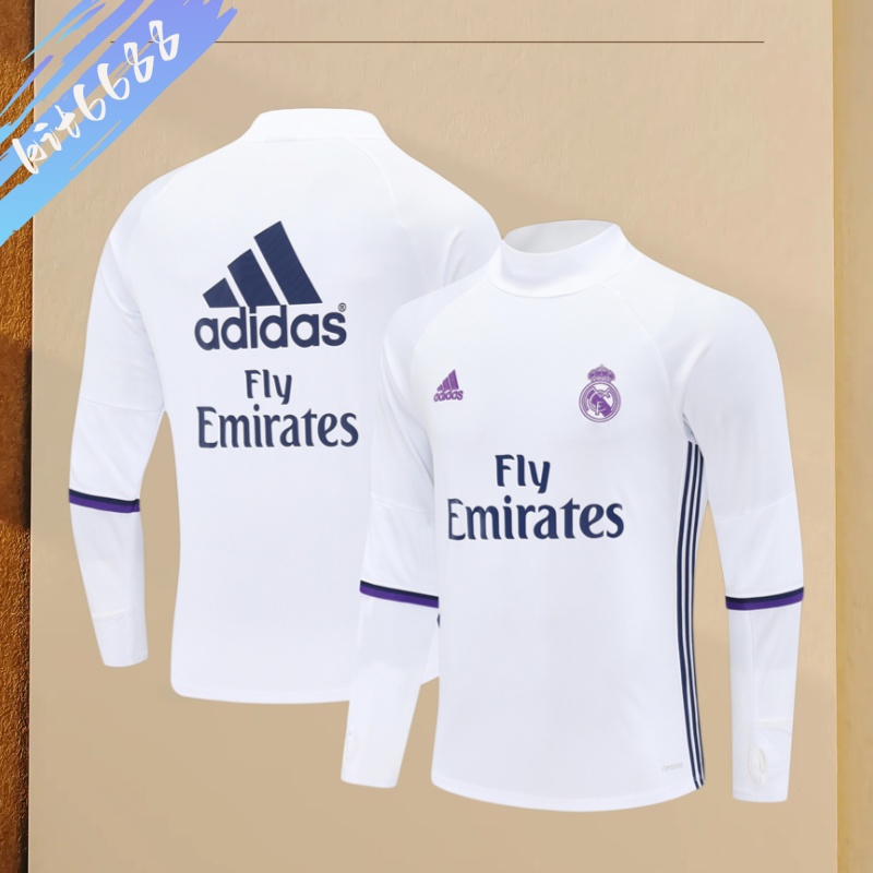 16/17 Real Madrid Retro Training Uniform Long- Sleeve Football Shirt