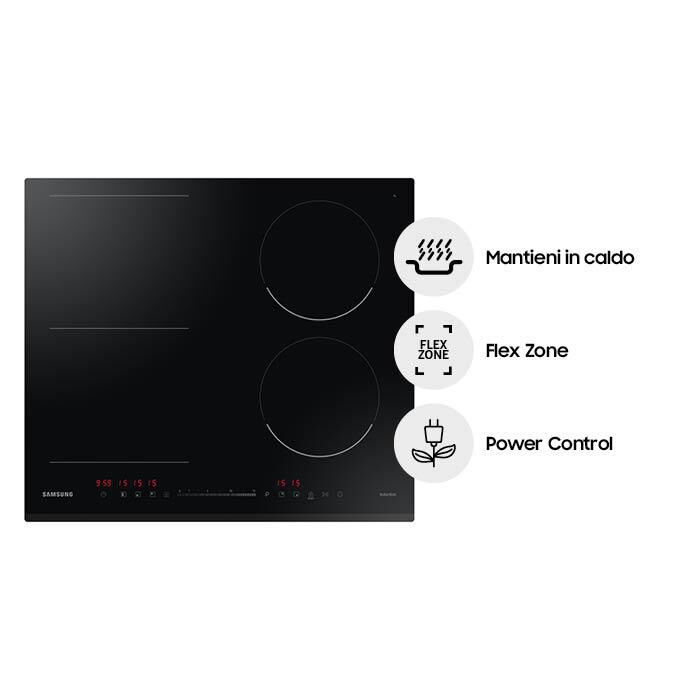 SAMSUNG - Piano cottura induzione NZ64R3747BK/UR 56 cm-VETROCERAMICA NERO