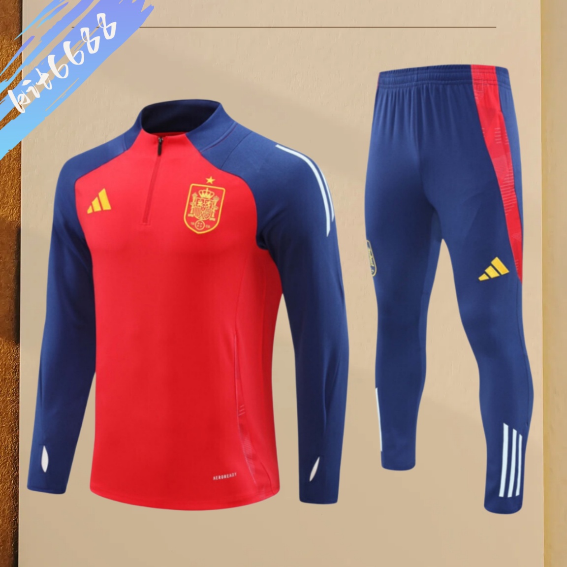 24/25 Spain red Half Zip Training Kit (Adult Kids Kit)