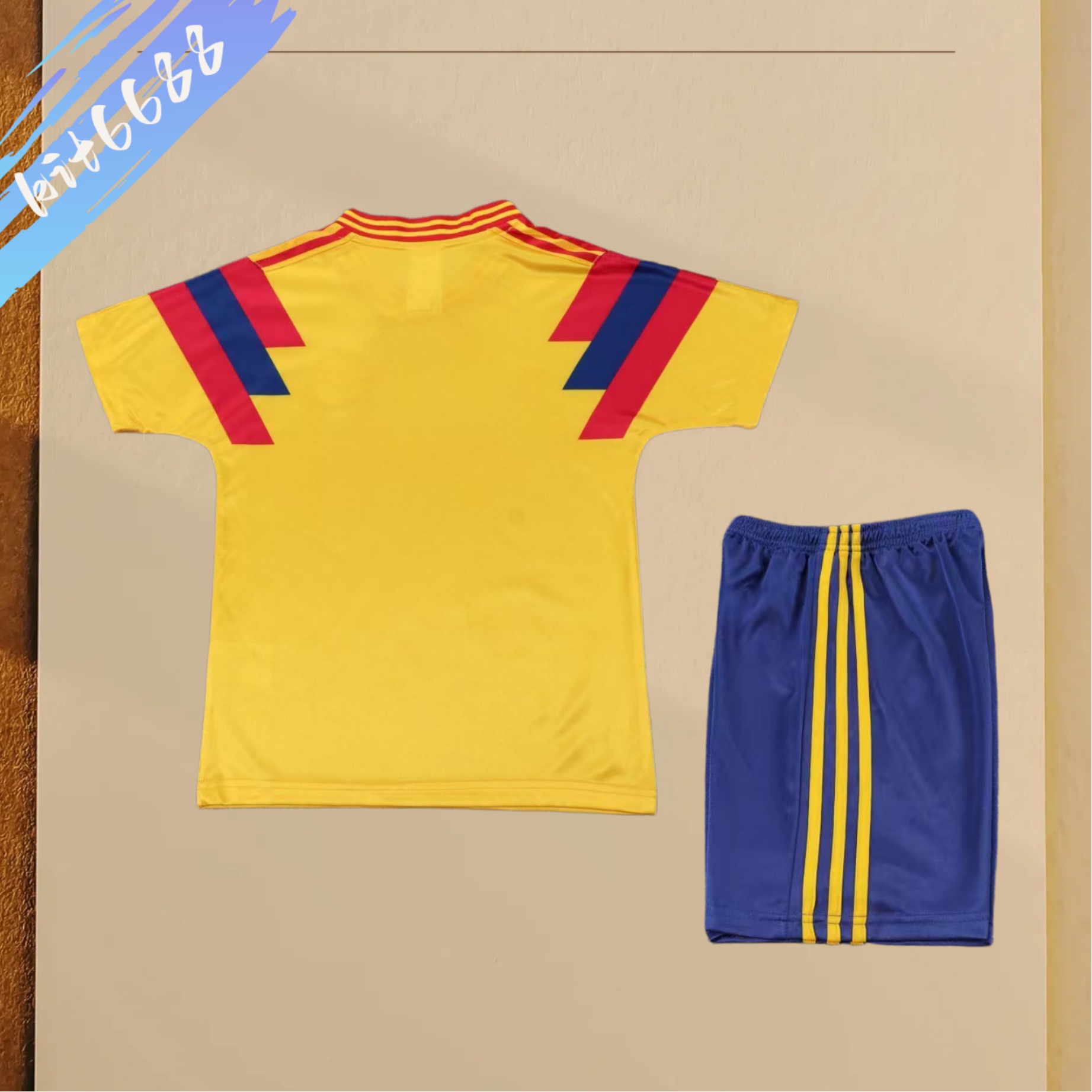 1990 Colombia home Retro Football Shirt Kids Kit
