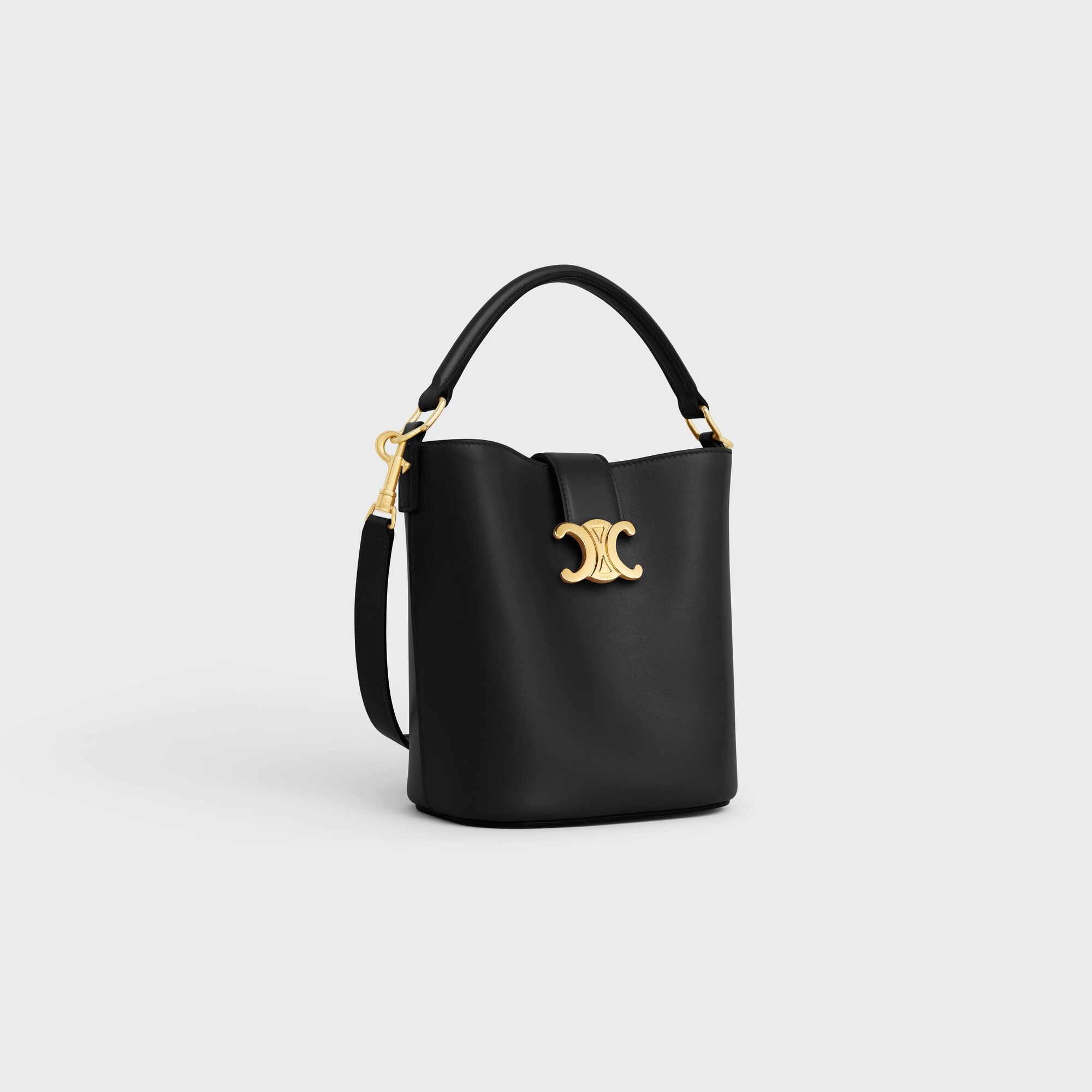 SMALL BUCKET LOUISE IN SMOOTH CALFSKIN BLACK