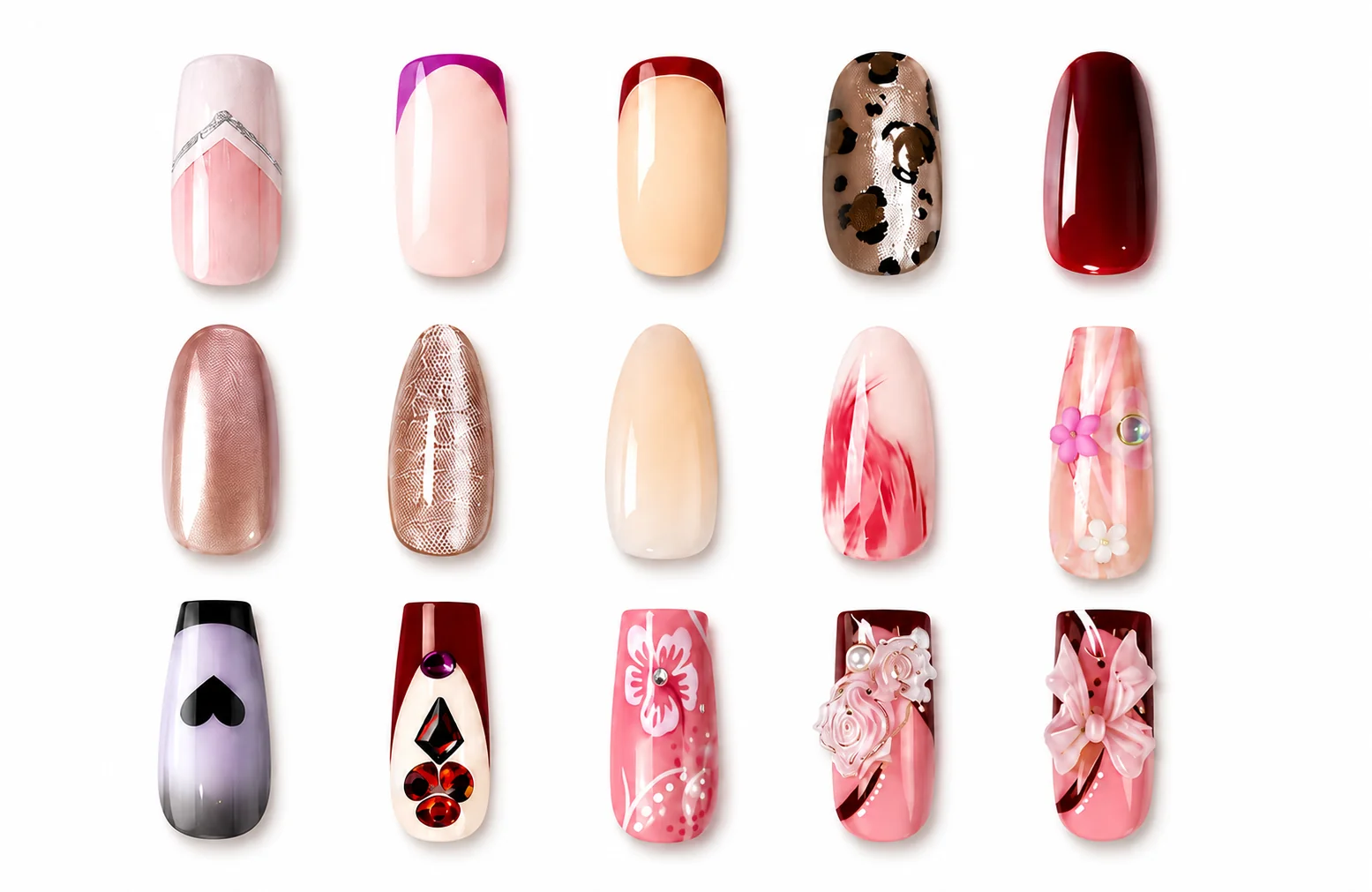 Custom press on nail shapes for different brand collections