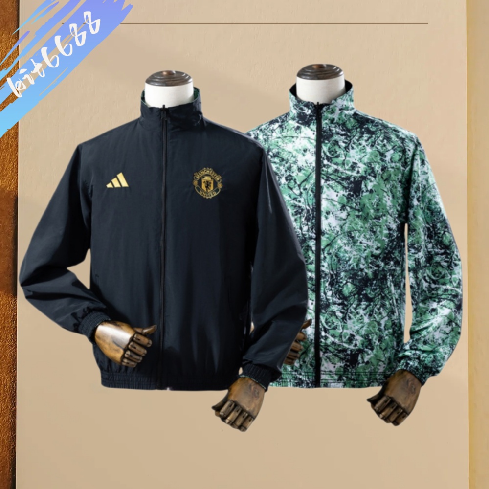 25/26 Manchester United Reversible Jacket Windbreaker - black & green