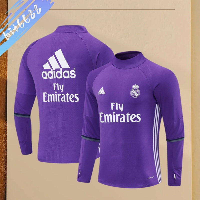 16/17 Real Madrid Retro Training Uniform Long- Sleeve Football Shirt