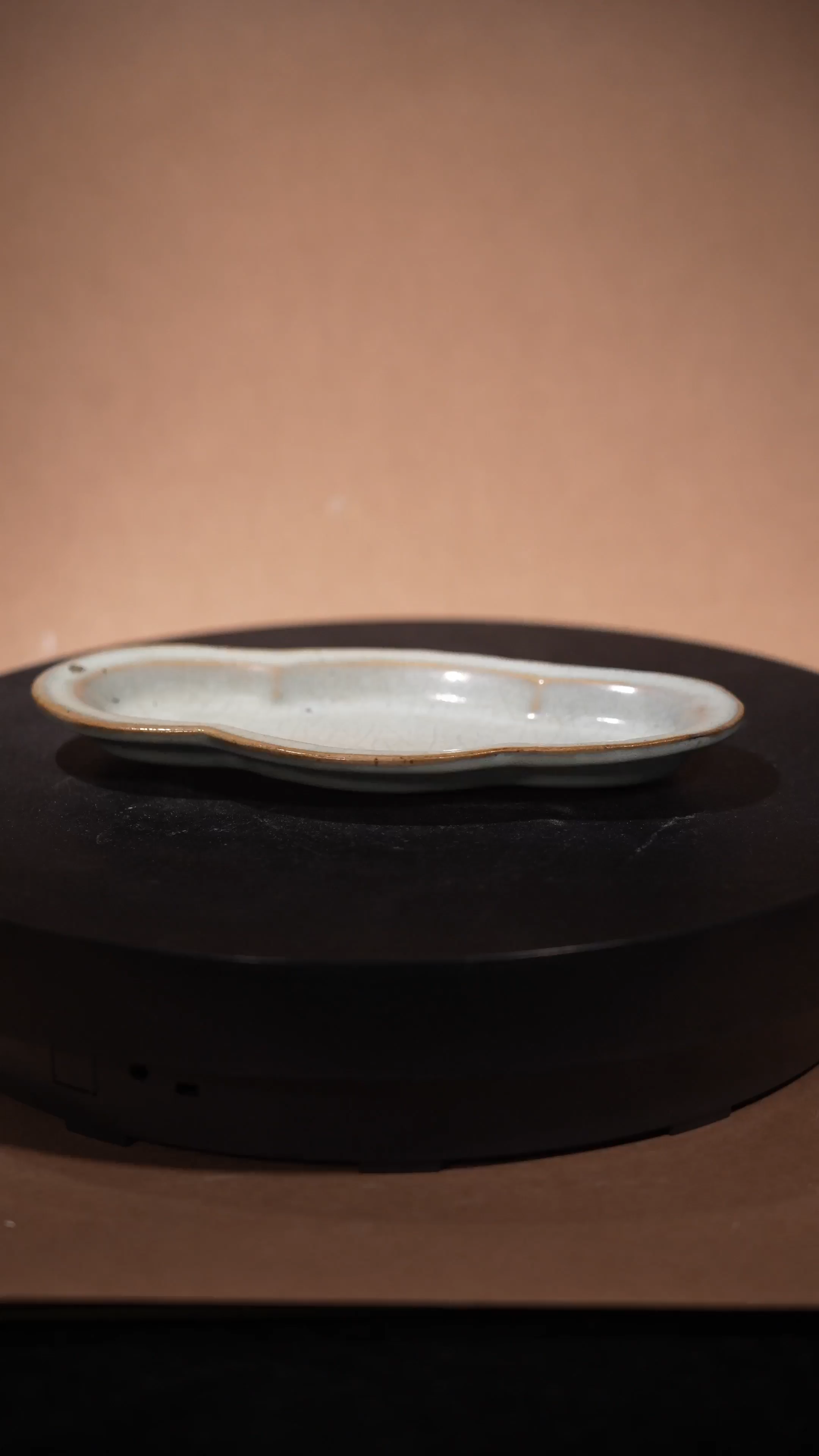 Antique Chinese Jun Kiln Celadon Glaze Oblong Flower-rimmed Plate