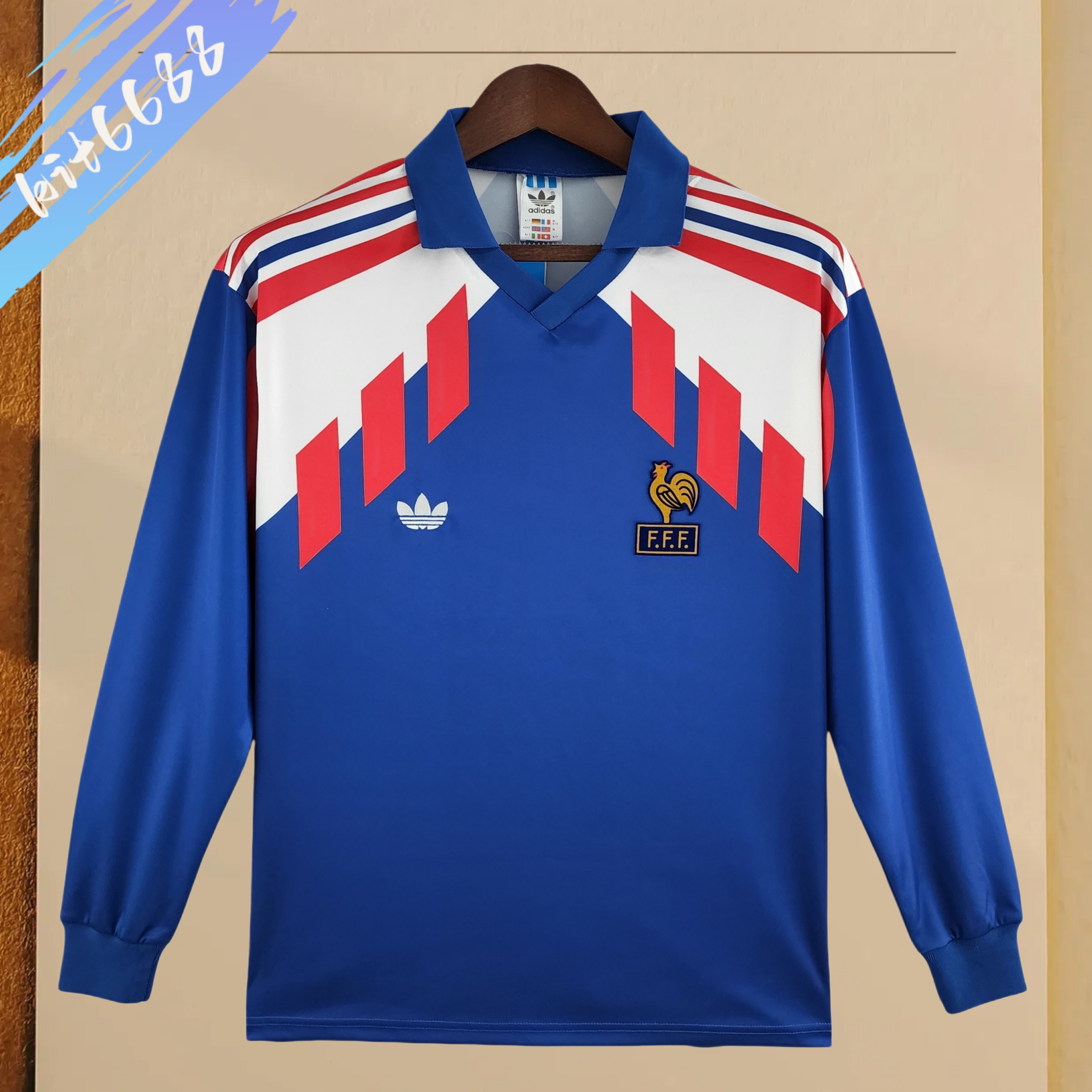 88/90 France Home  Retro long Football Shirt