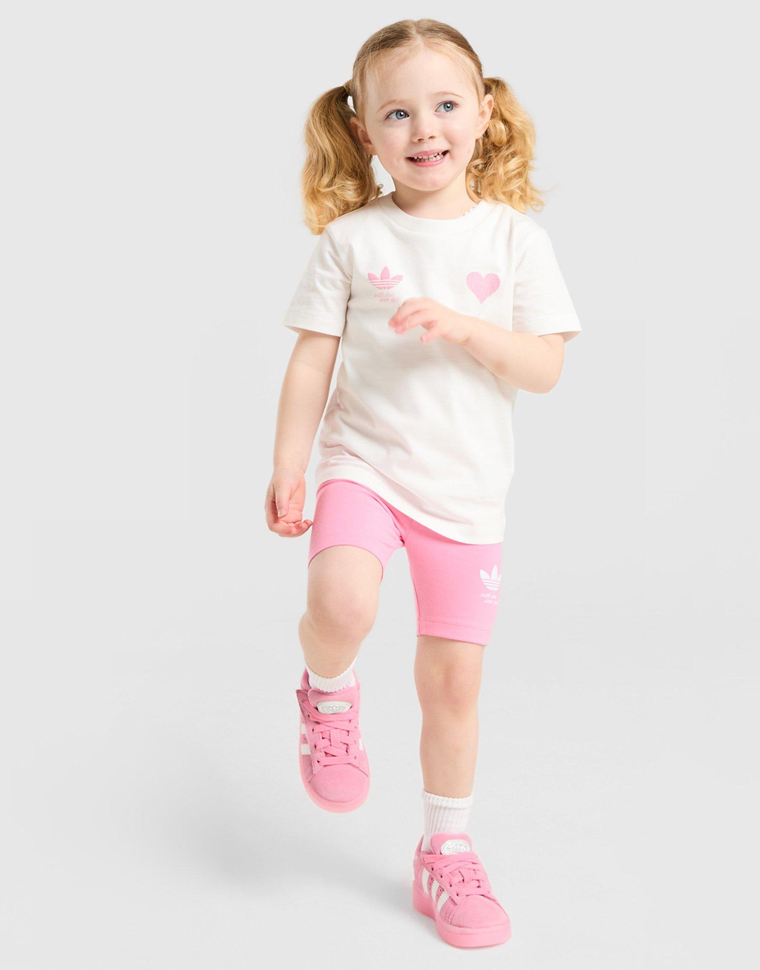 adidas Originals Girls' Heart All Over Print Tee/Shorts Set Infant