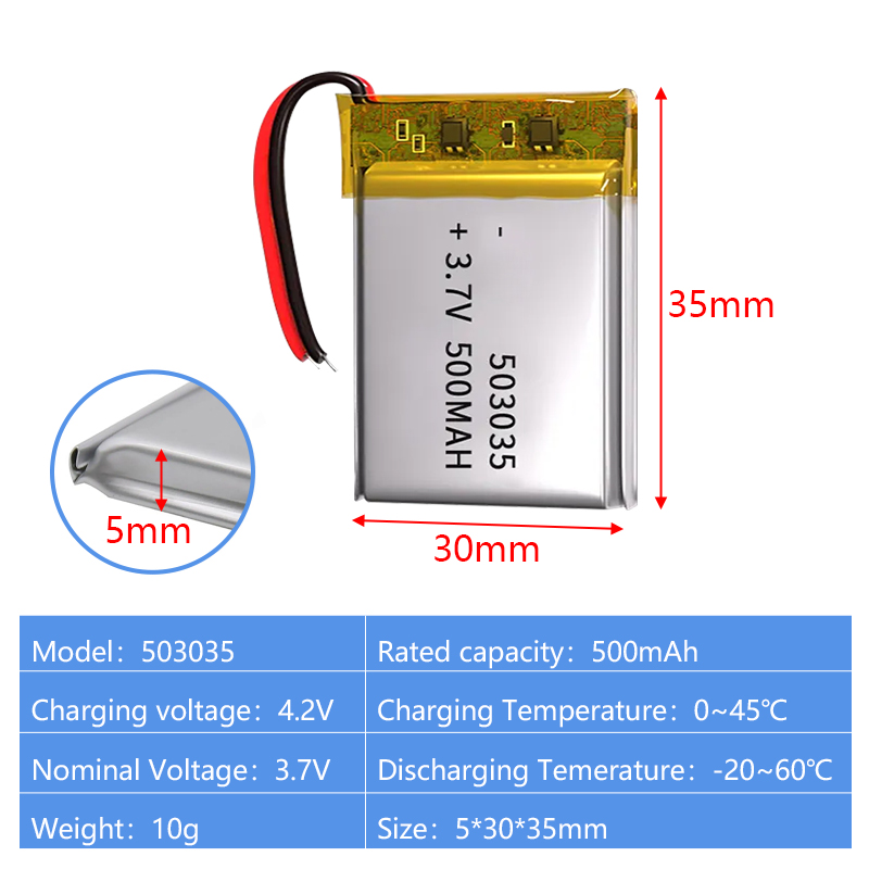 Pouch Lithium Ion Batteries 502535 502540 3.7v 400mAh 500mAh