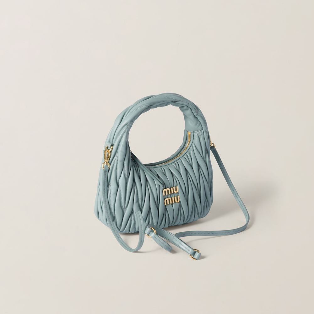 Wander matelassé nappa leather hobo bag Powder Blue