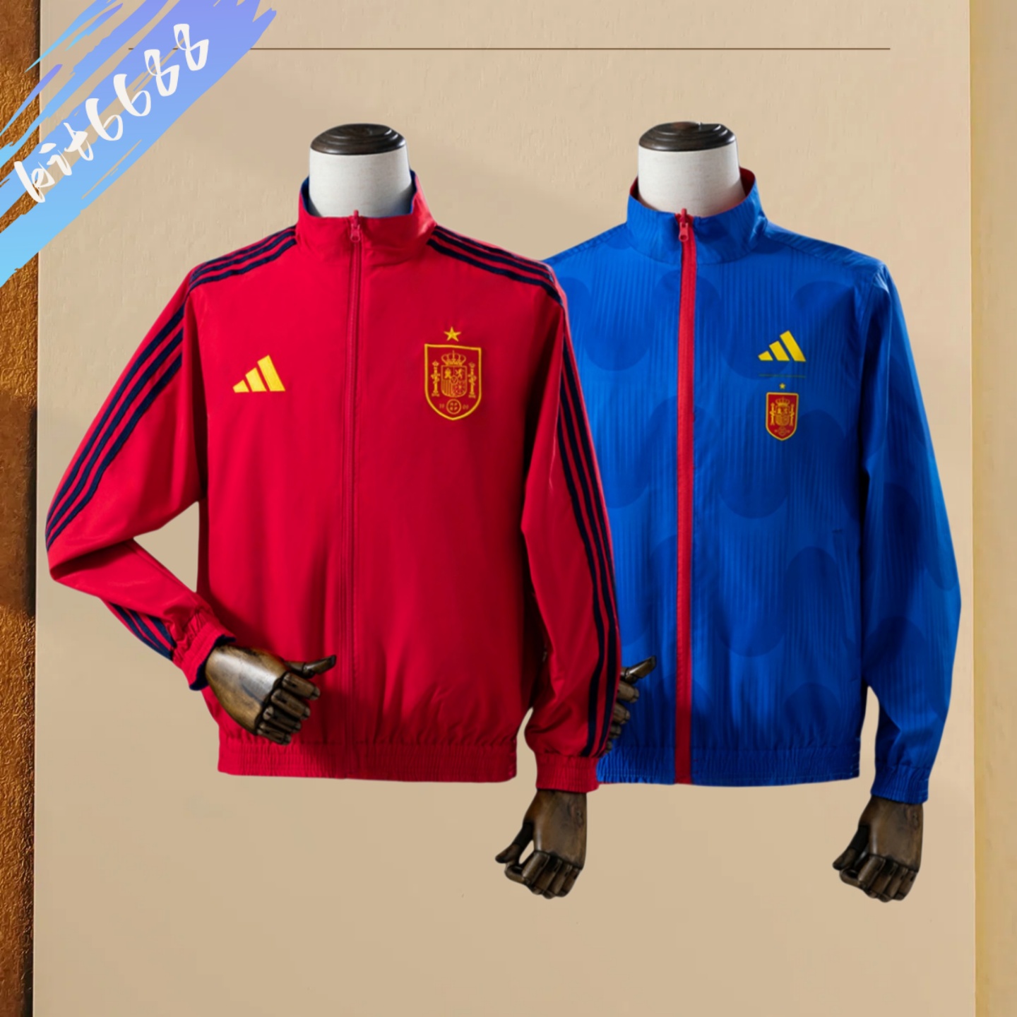 2026 Spain Reversible Jacket Windbreaker - Red & Blue