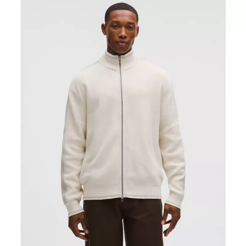 Cotton-Blend Knit Full-Zip Sweater