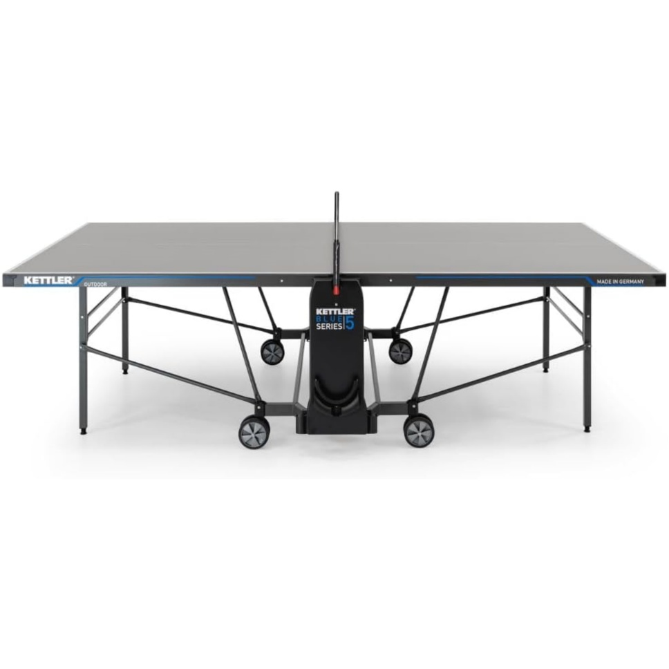 Kettler K5 Outdoor Professional Table Tennis Table. Tournament Quality. Robust. 5 mm Melamine Resin Plate with Scratch-Resistant Overlay Layer. Weatherproof. Collapsible. TÜV Tested. Made In Germany