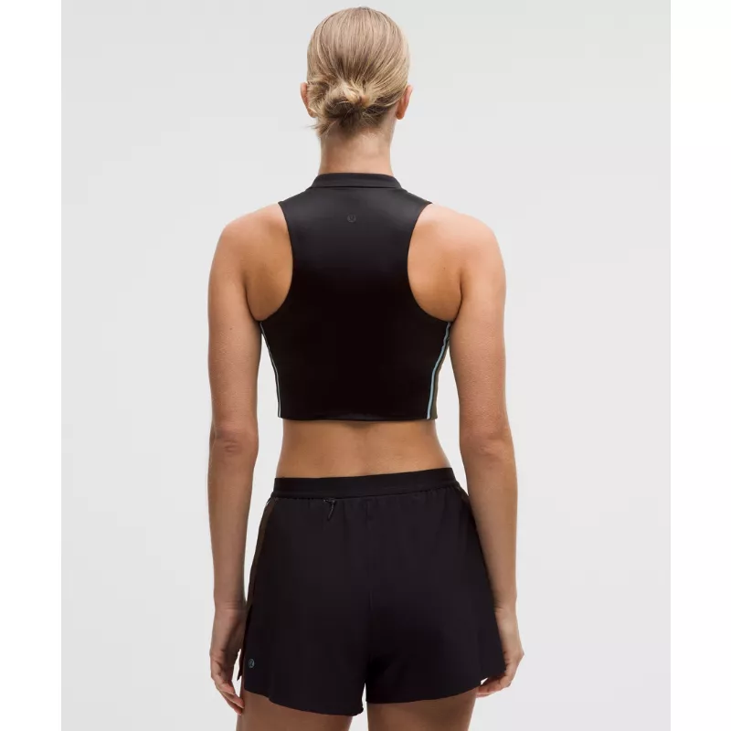 Satin Shine Full-Zip Tank Top Medium Support, B/C Cup Stripe