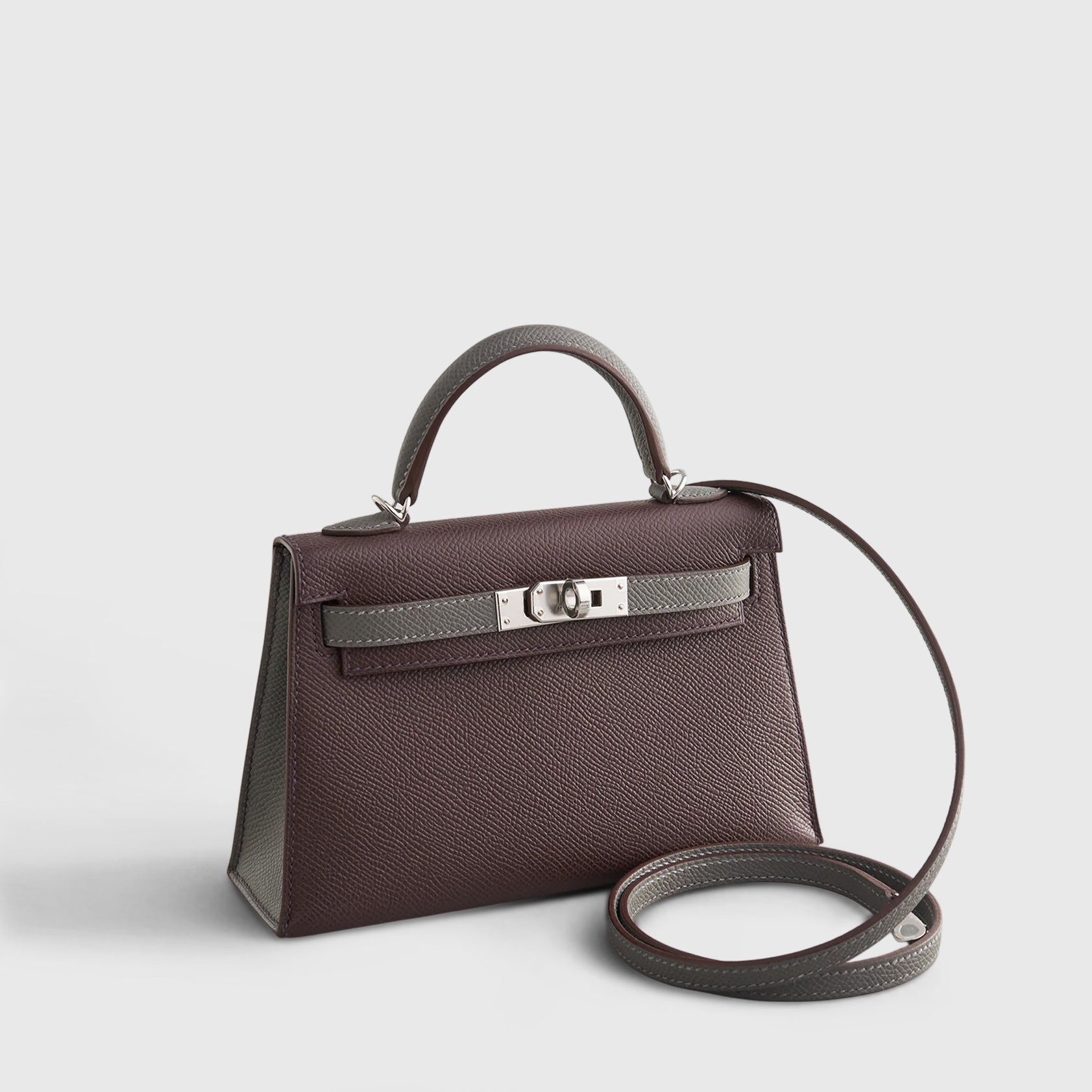 Hermès Kelly Mini Epsom Rouge Sellier/Gris Etain Pallidum Hardware HSS