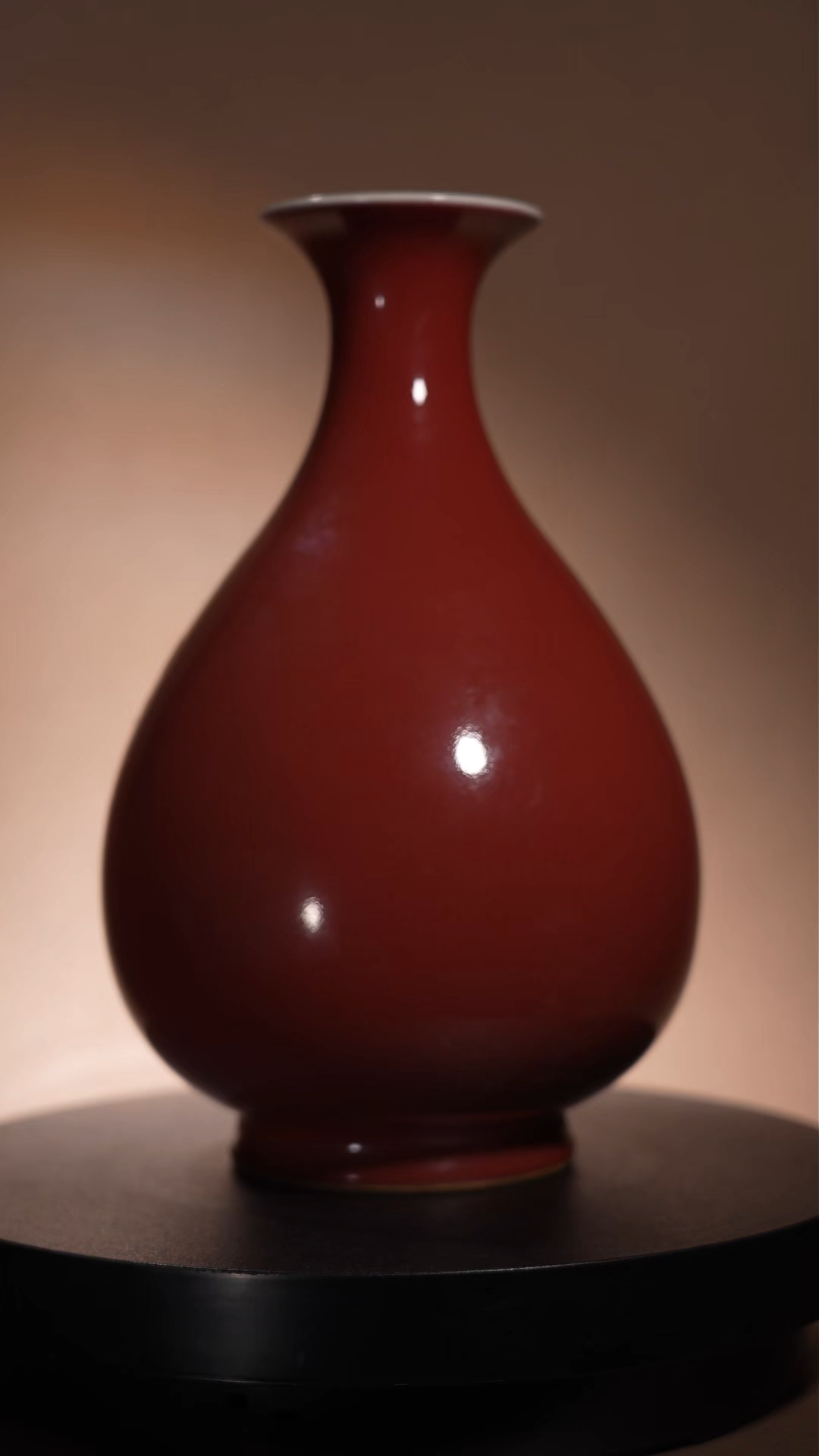 Ancient Chinese Sacrificial Red Glaze Yuhuchun Porcelain Vase