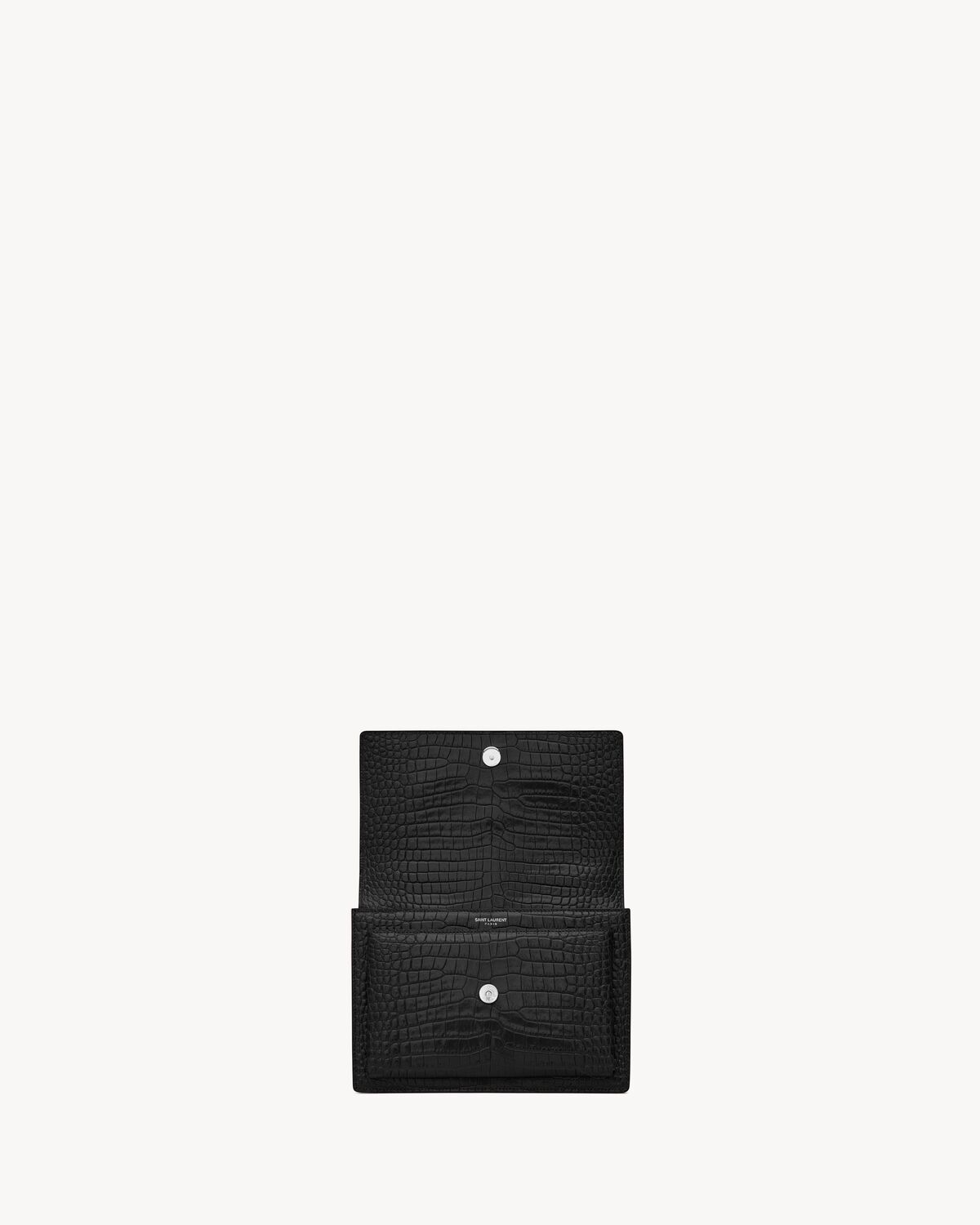 sunset medium in crocodile-embossed leather NOIR