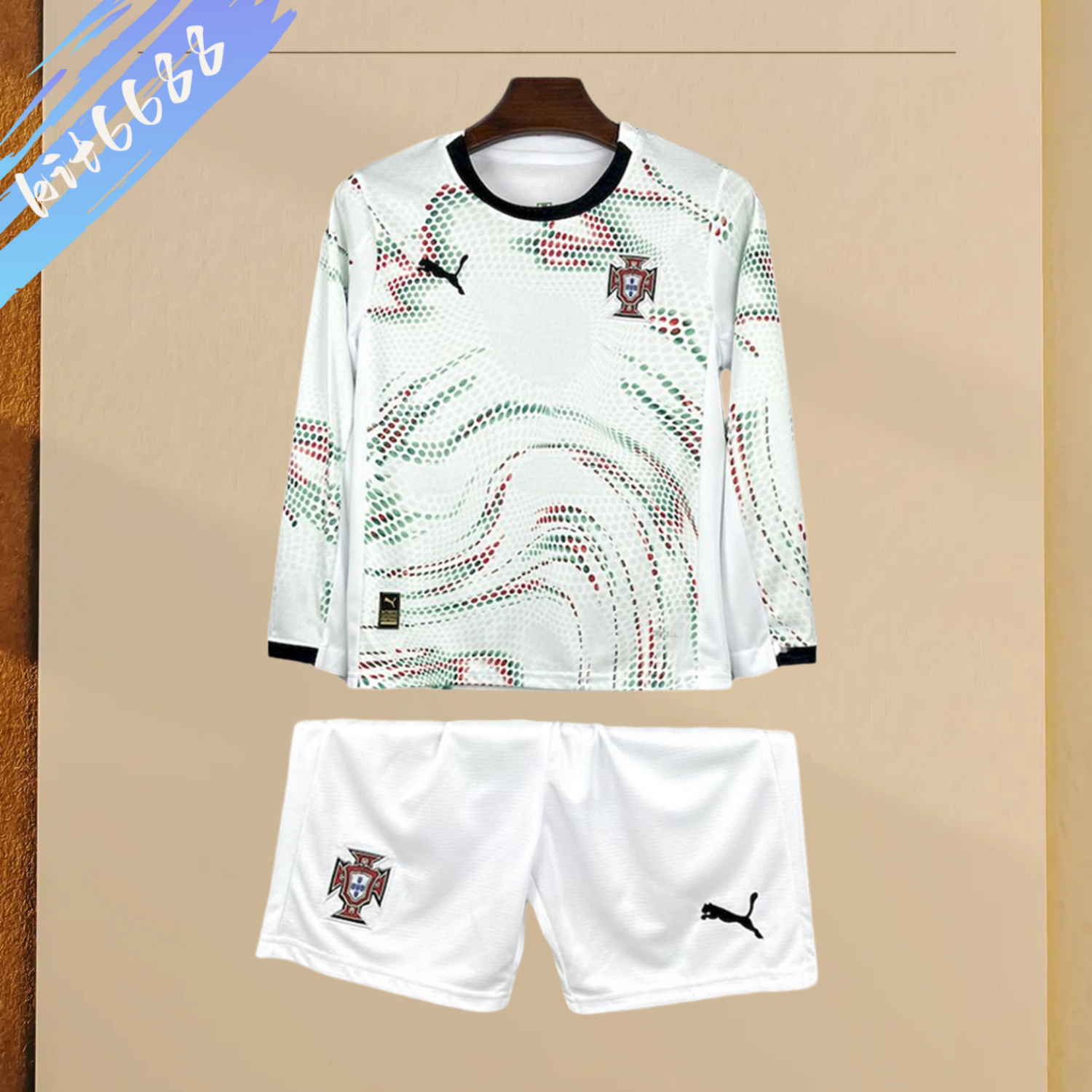 2025/2026 Portugal Away Kids Long Sleeve Football Shirt (Kids Kit socks)