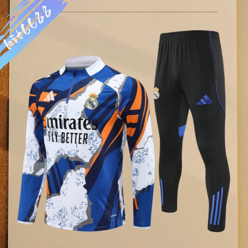 25/26 Real MadridHuang Lan Half Zip Training Kit (Adult Kids Kit)