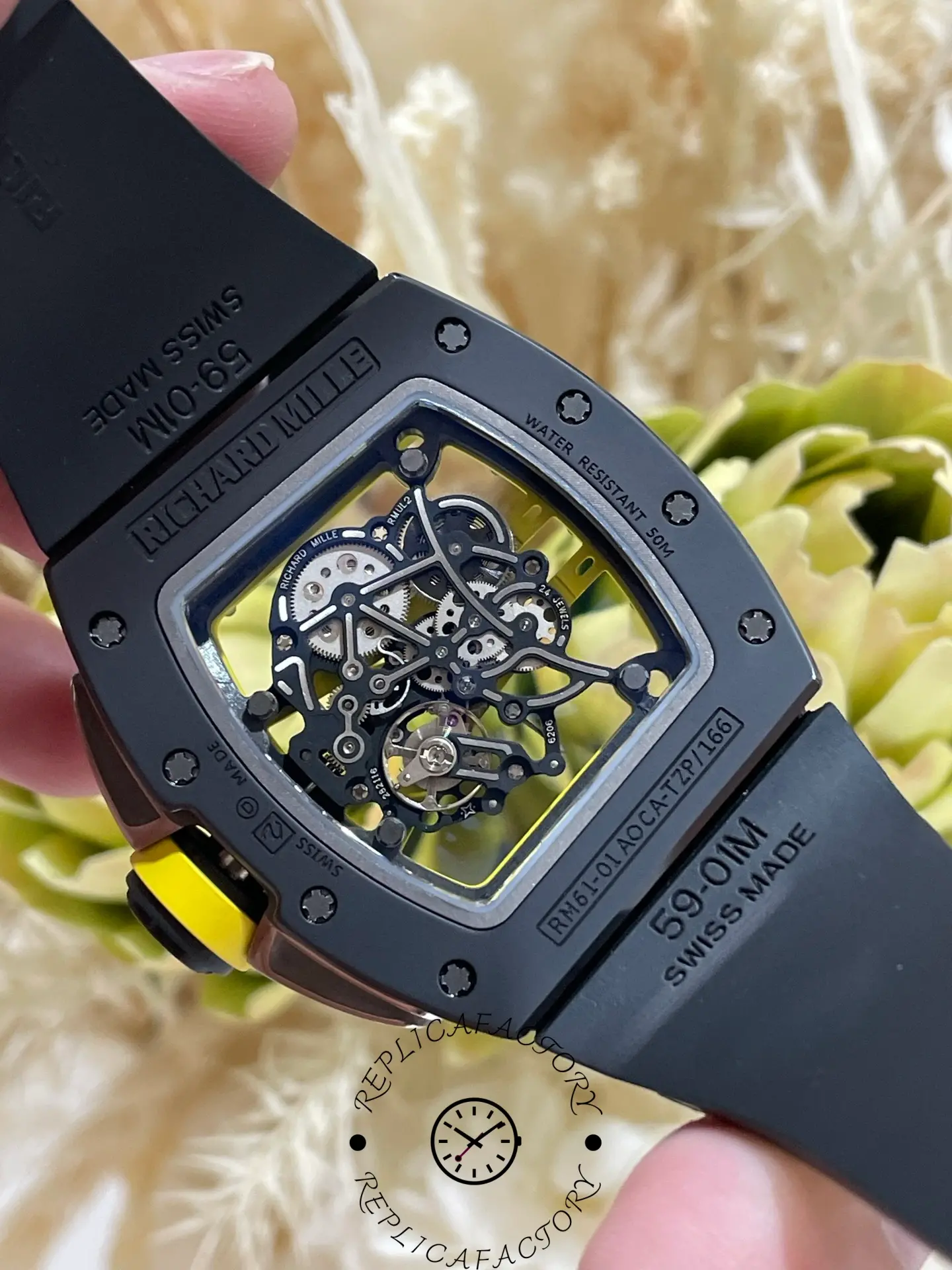 1:1 Clone Richard Mille RM 061 01 Carbon Skeletonized