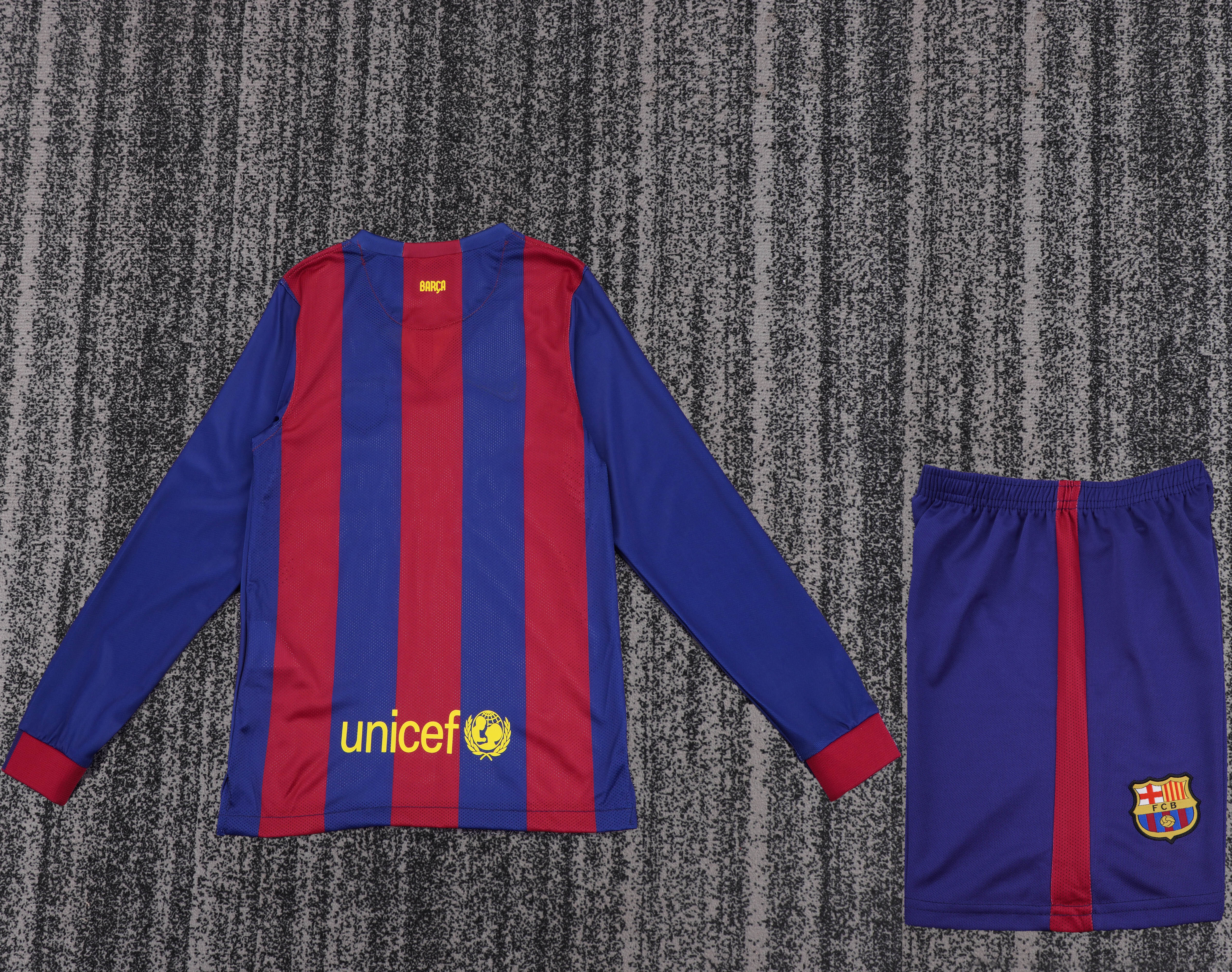 2014/2015 Barcelona home Retro long sleeves Kids Kit(Kids Kit)