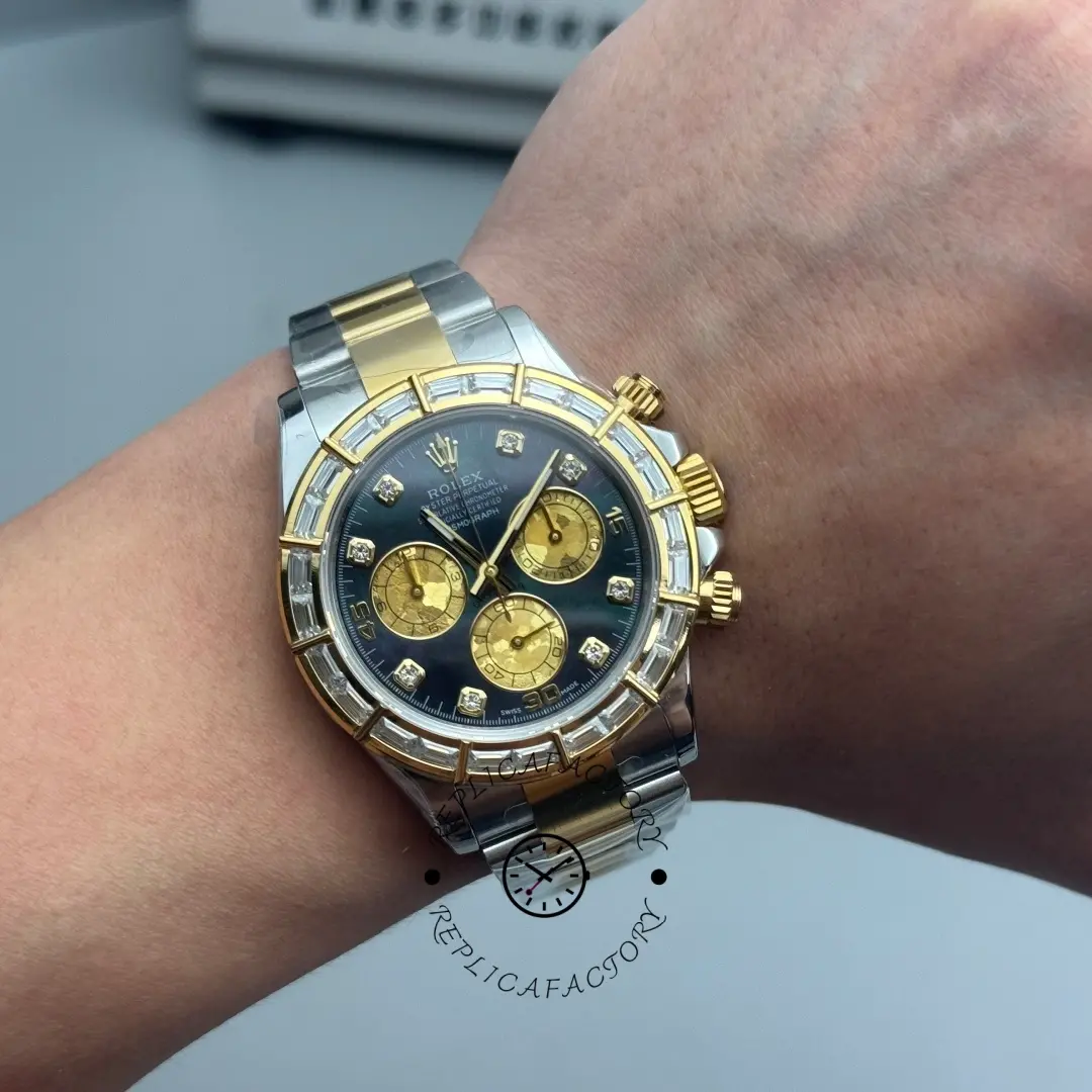 Rolex Daytona Cosmograph 116568BR Replica 40 Yellow Gold Black MOP Dial