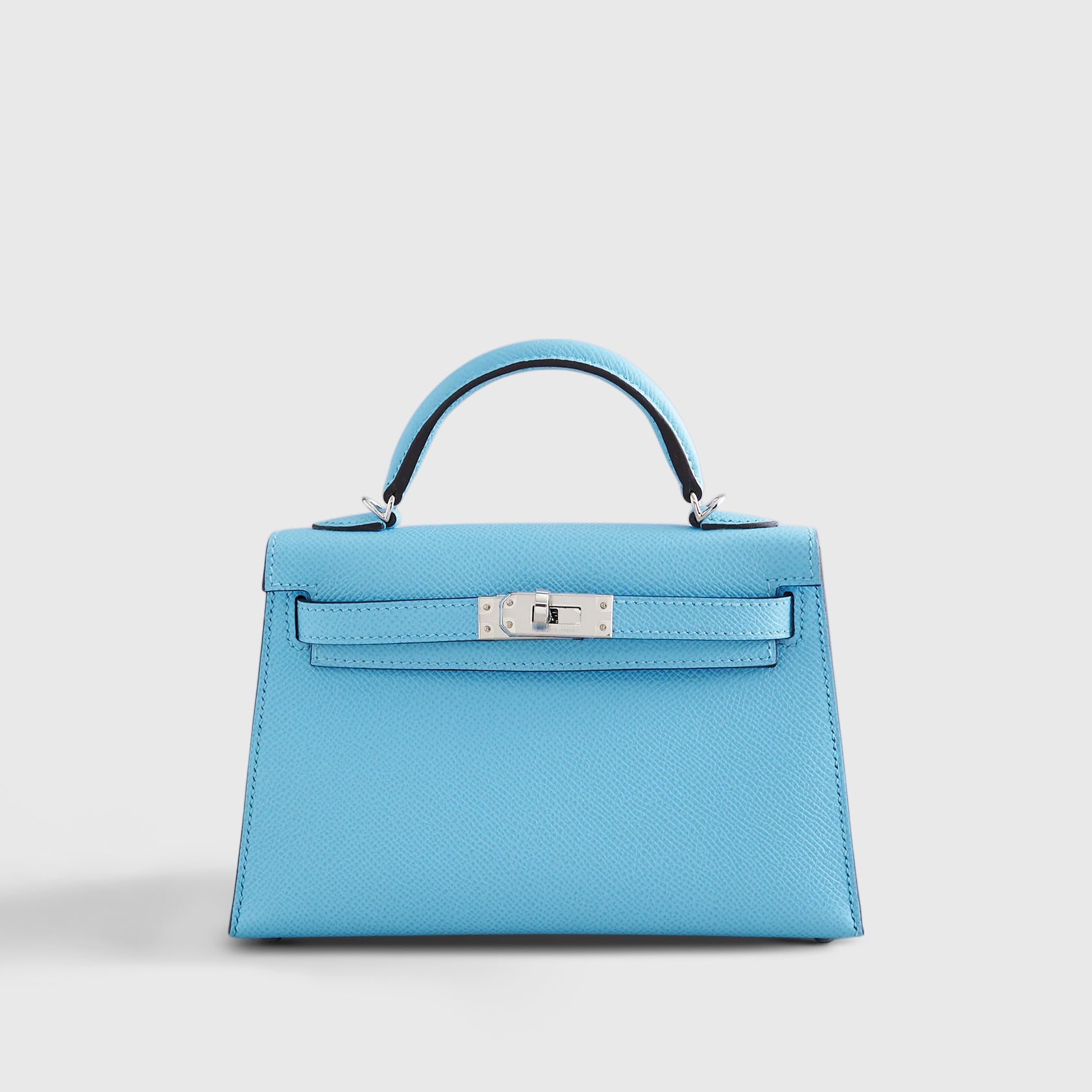 Hermès Kelly Mini Epsom Blue Celeste Sellier Palladium Hardware