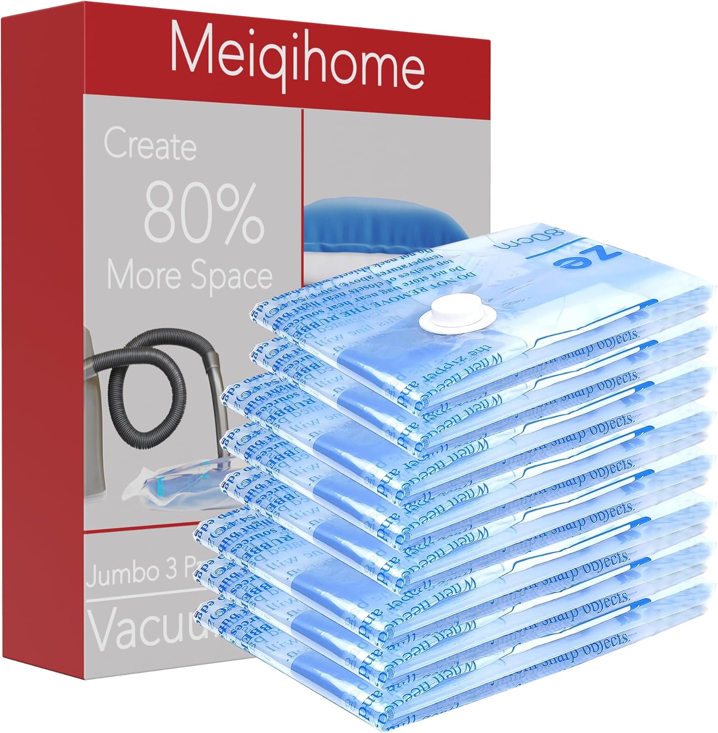 MEIQIHOME Juego de 16 Bolsas de Vacío con Bomba Eléctrica – 4J/4G/4M/4P – Bolsas de Compresión para Ropa, Ideal para Mudanza y Viaje