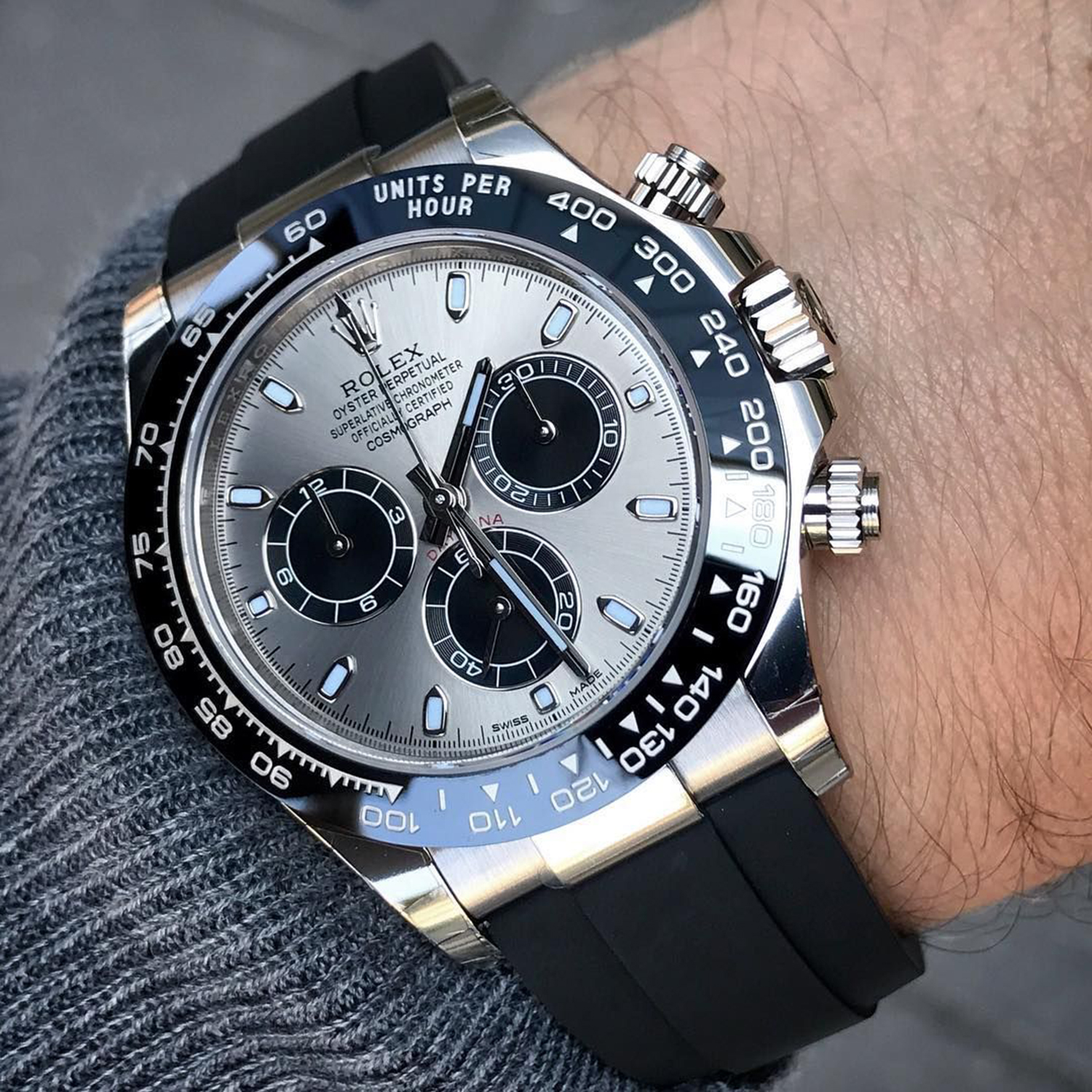 Rolex Daytona White Gold Steel Dial Oysterflex Strap116519ln-0027 Replica