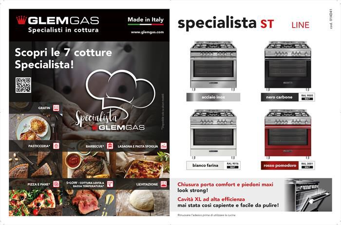 GLEM GAS - Cucina a gas ST965MBK Classe A+-Nero Carbone
