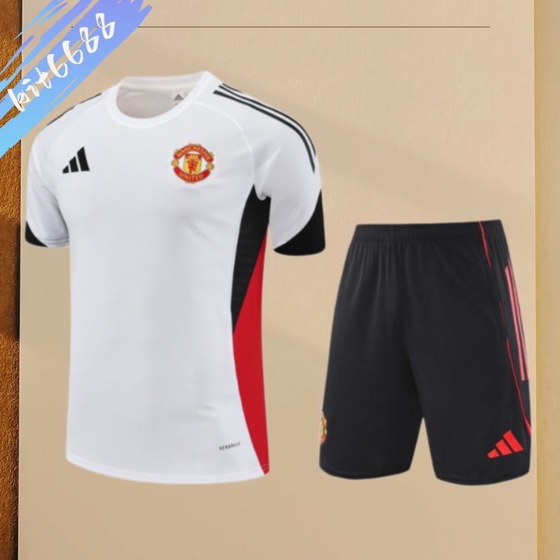 25/26 Manchester United white Short Sleeve Training Wear ( Adult kit Kids )