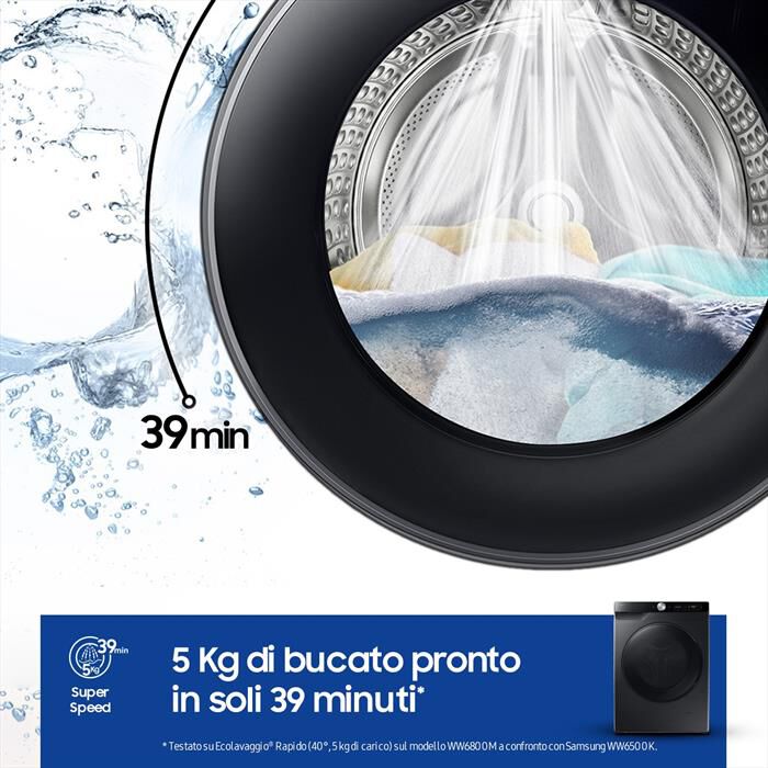 SAMSUNG - Lavasciuga WD90DG6G94BBU3 9/5KG Classe A-nera con oblò e display nero