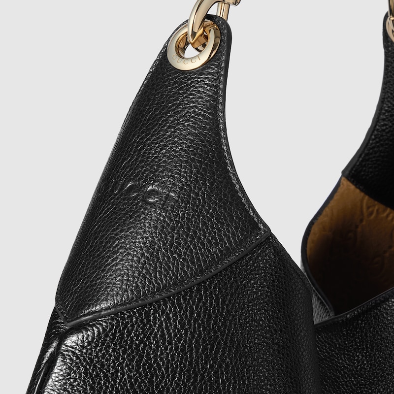Gucci B large shoulder bag Black soft grainy leather