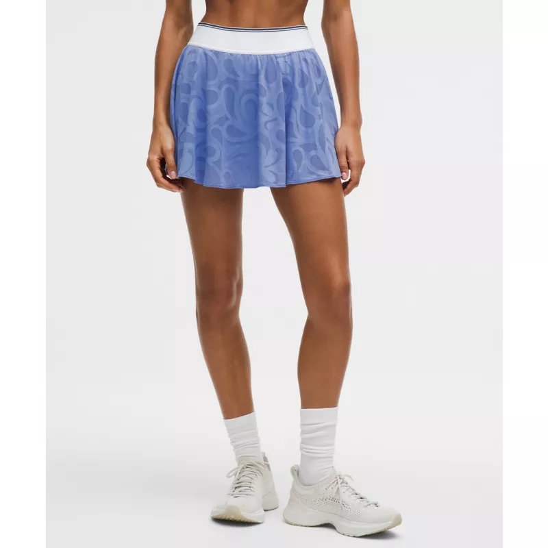 Paisley-Mesh High-Rise Tennis Skirt