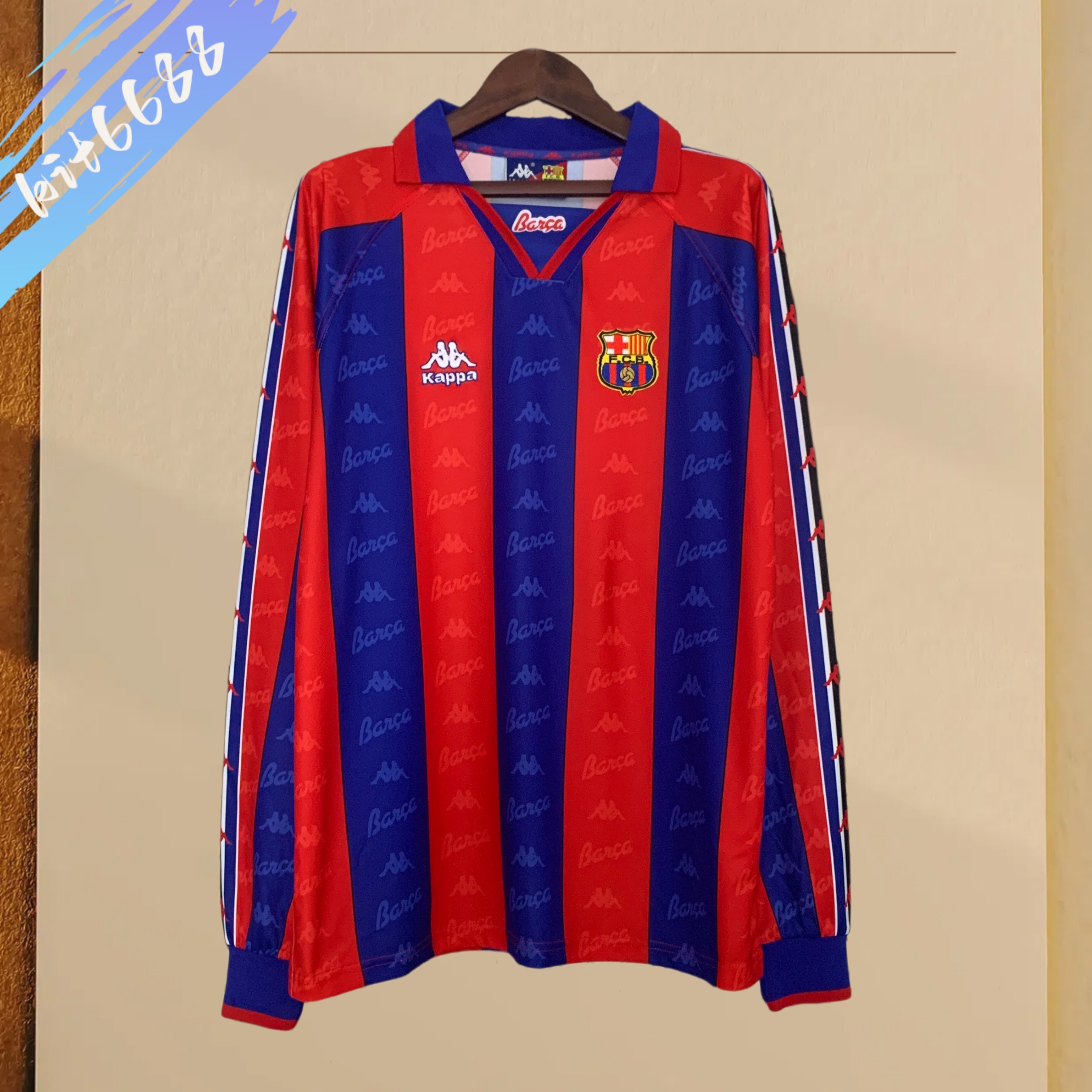 96/97 Barcelona Home long sleeves Retro Football Shirt