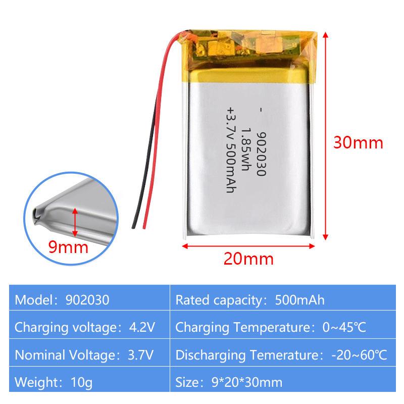 Pouch Lithium Ion Batteries 901430 901538 3.7v 360mAh 500mAh