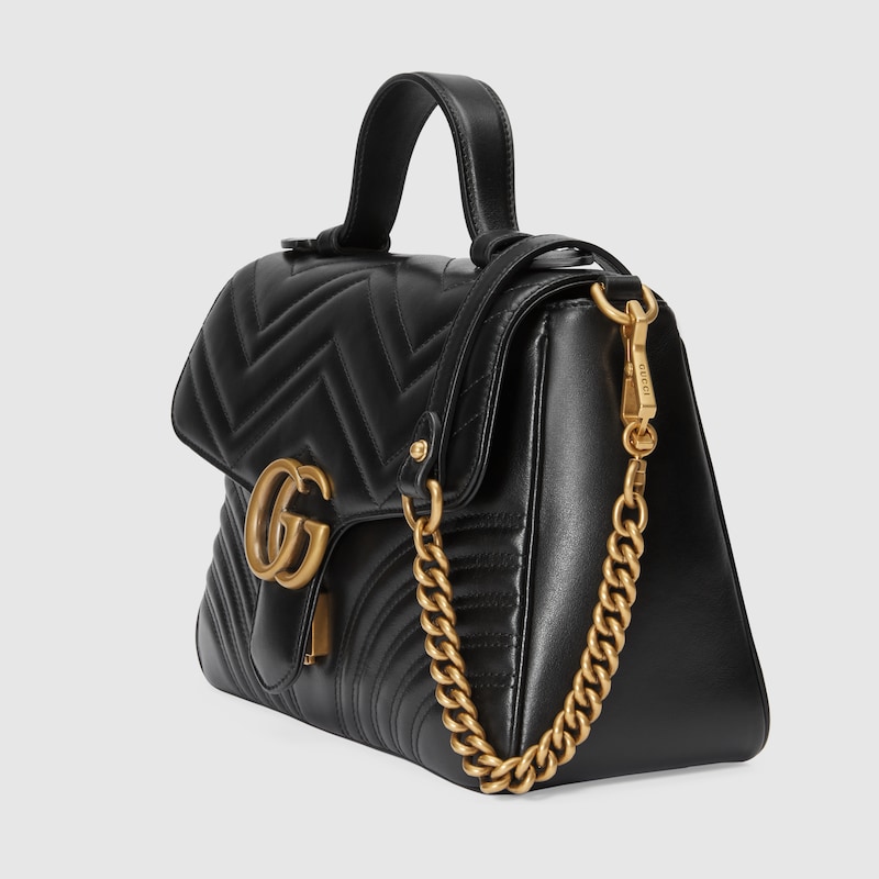 GG Marmont medium top handle bag Black