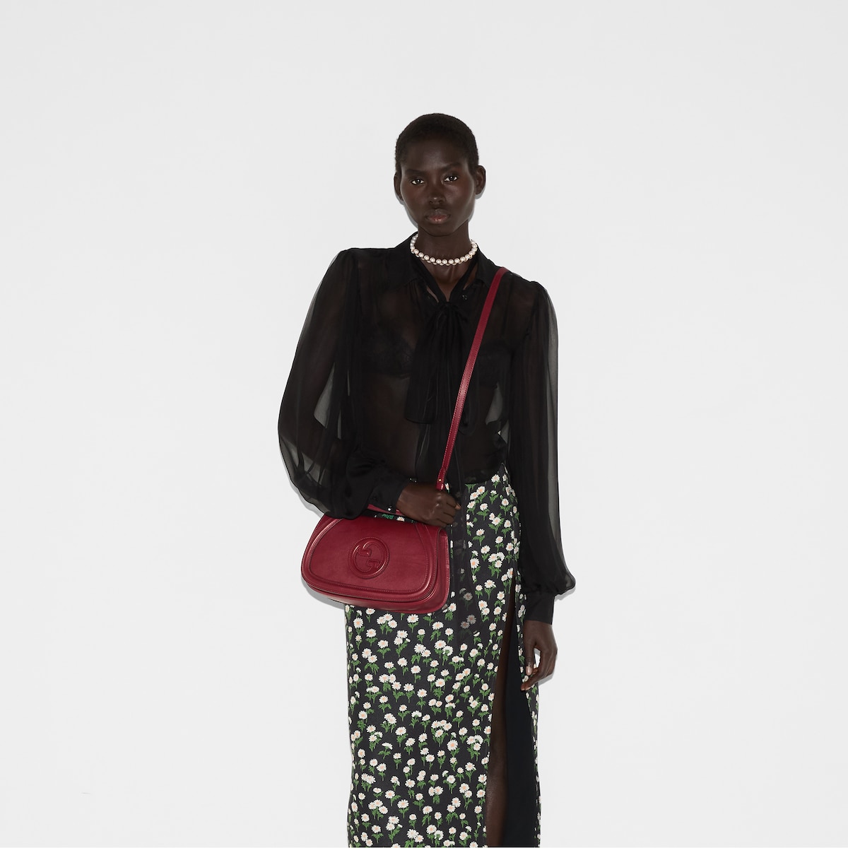 Gucci Blondie medium top handle bag red smooth leather