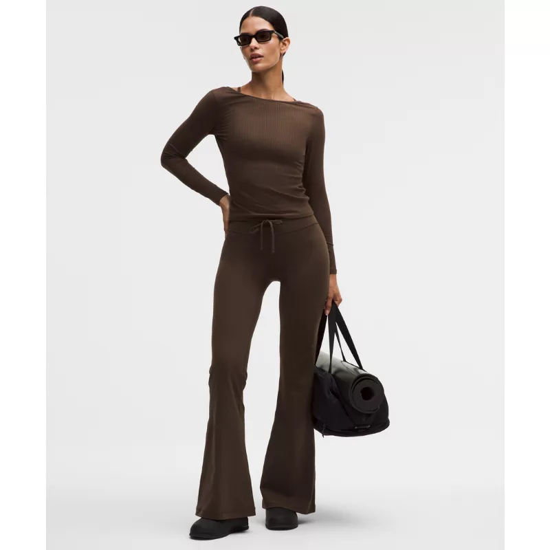 Groove High-Rise Ribbed Wide-Flare Pant