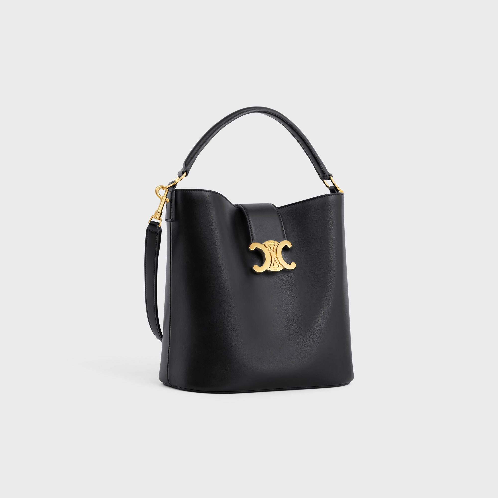 MEDIUM BUCKET LOUISE IN SMOOTH CALFSKIN BLACK