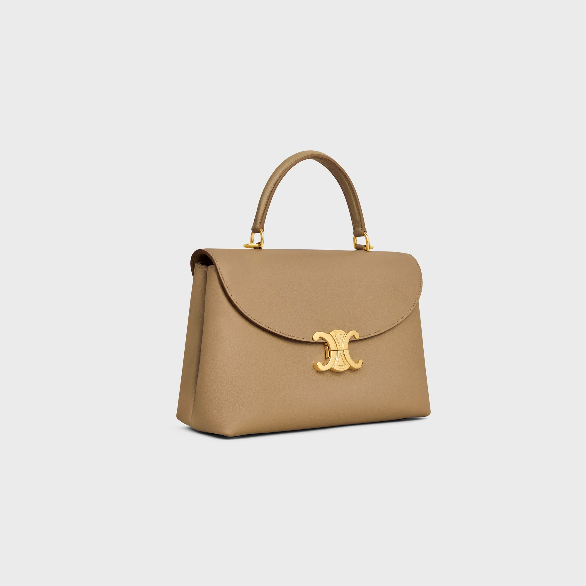 MEDIUM NINO BAG IN SUPPLE GRAINED CALFSKIN Smoked Brown